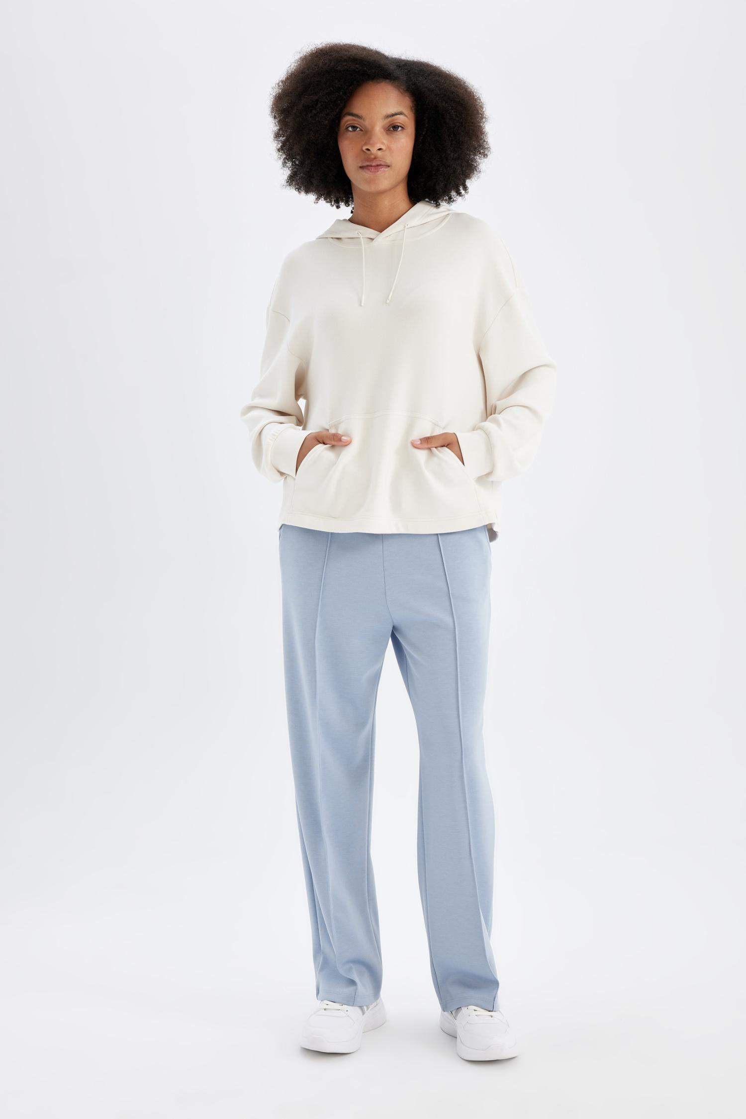 DeFactoFit Sporcu Jogger İnce Eşofman Altı Basic Düz Standart Fit Geniş Paça Skuba Dalgıç Kumaş