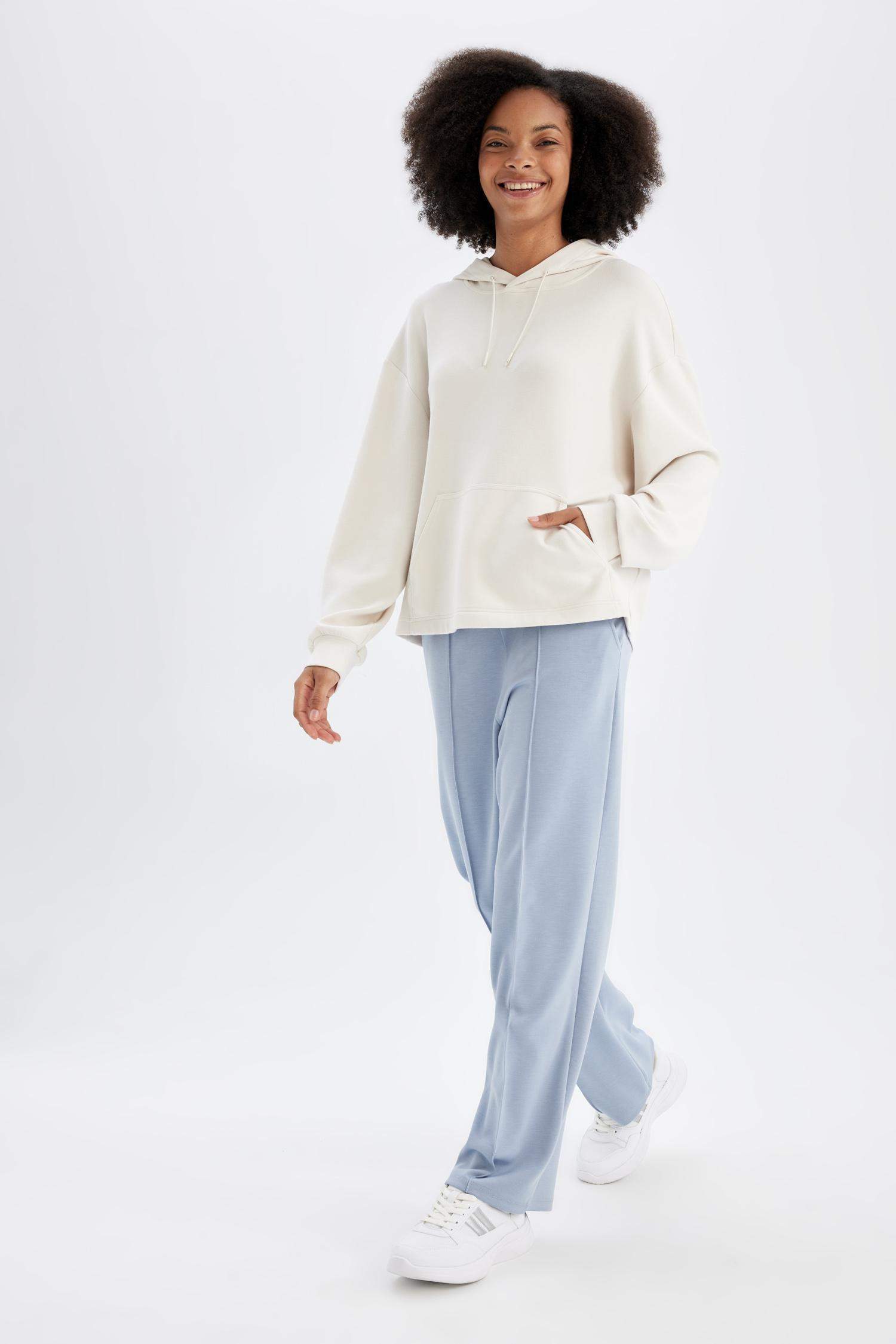 DeFactoFit Sporcu Jogger İnce Eşofman Altı Basic Düz Standart Fit Geniş Paça Skuba Dalgıç Kumaş