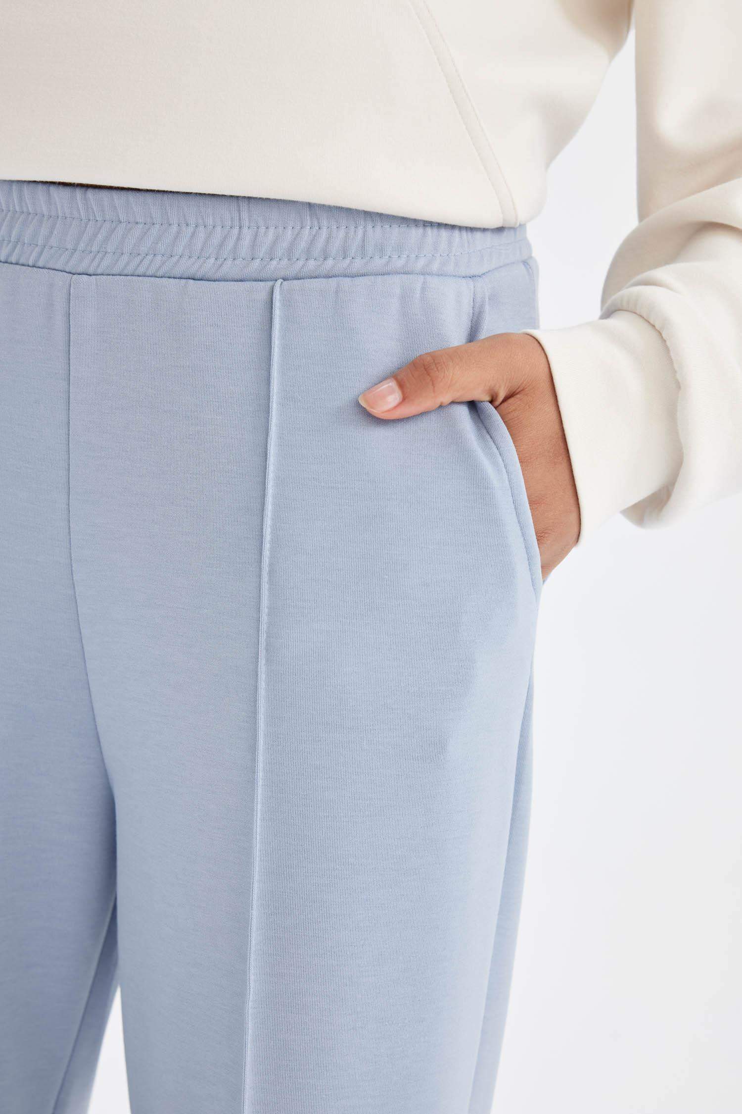 DeFactoFit Sporcu Jogger İnce Eşofman Altı Basic Düz Standart Fit Geniş Paça Skuba Dalgıç Kumaş