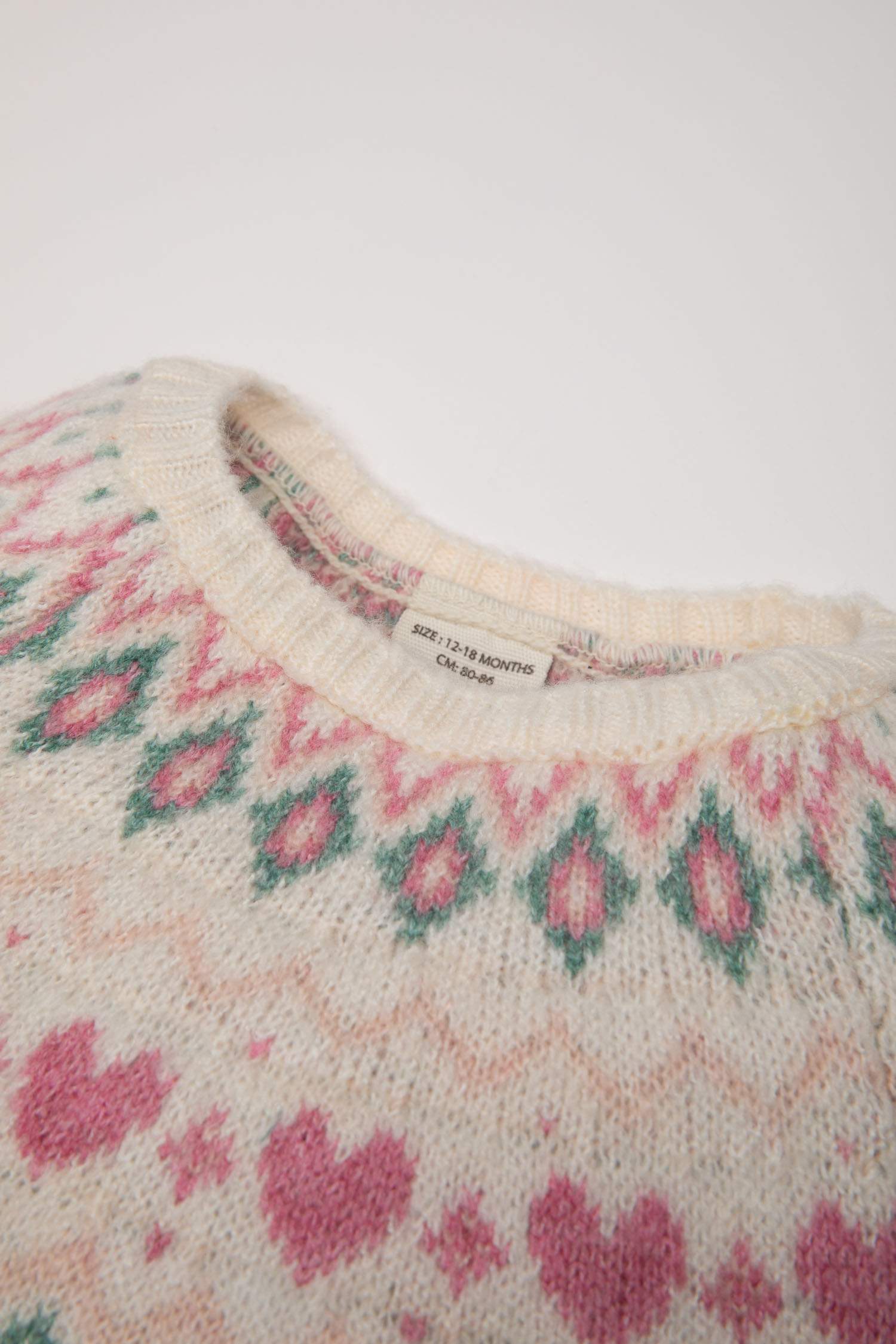 Kız Bebek Bisiklet Yaka Yılbaşı Temalı Triko Kazak