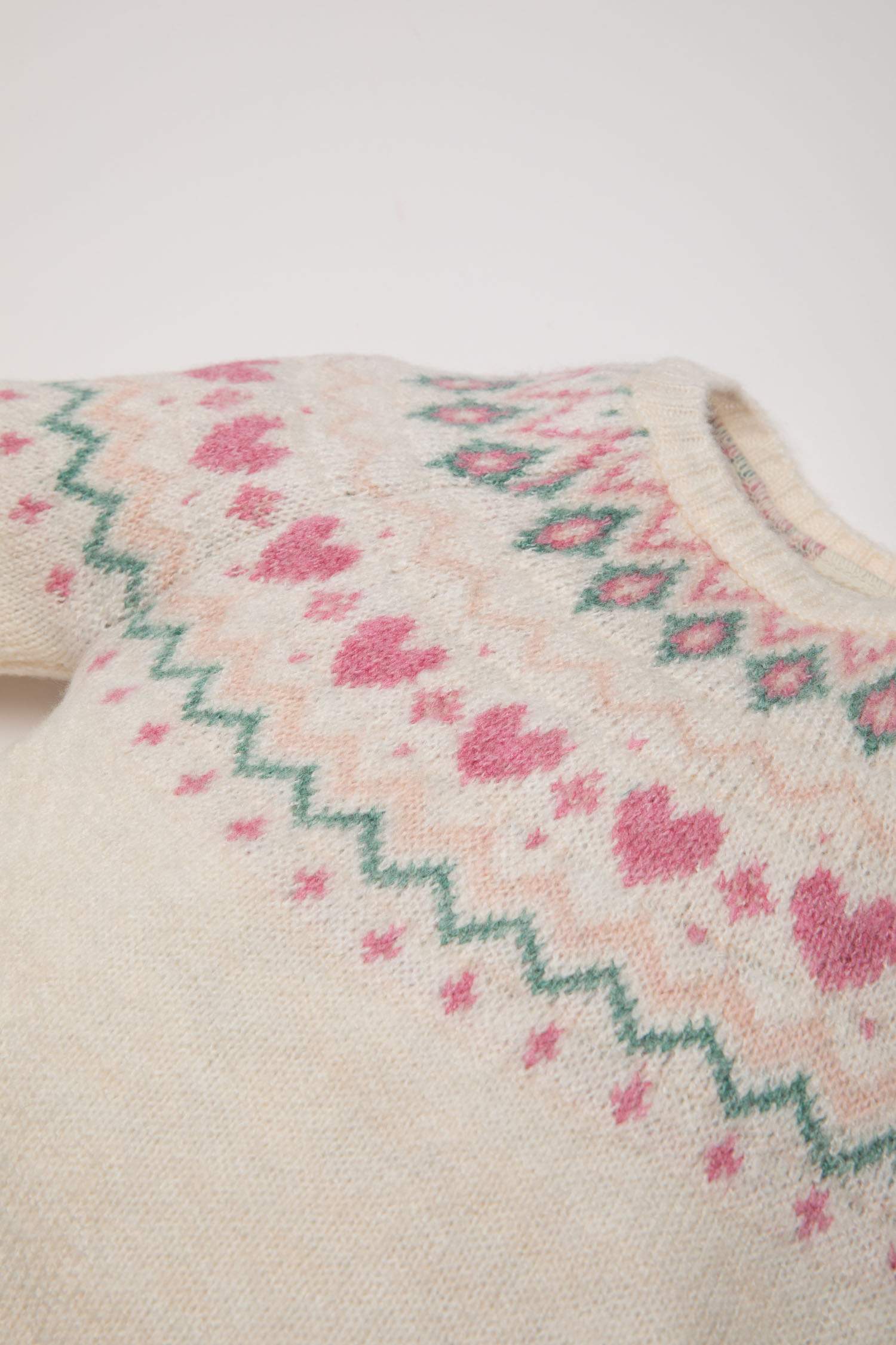 Kız Bebek Bisiklet Yaka Yılbaşı Temalı Triko Kazak