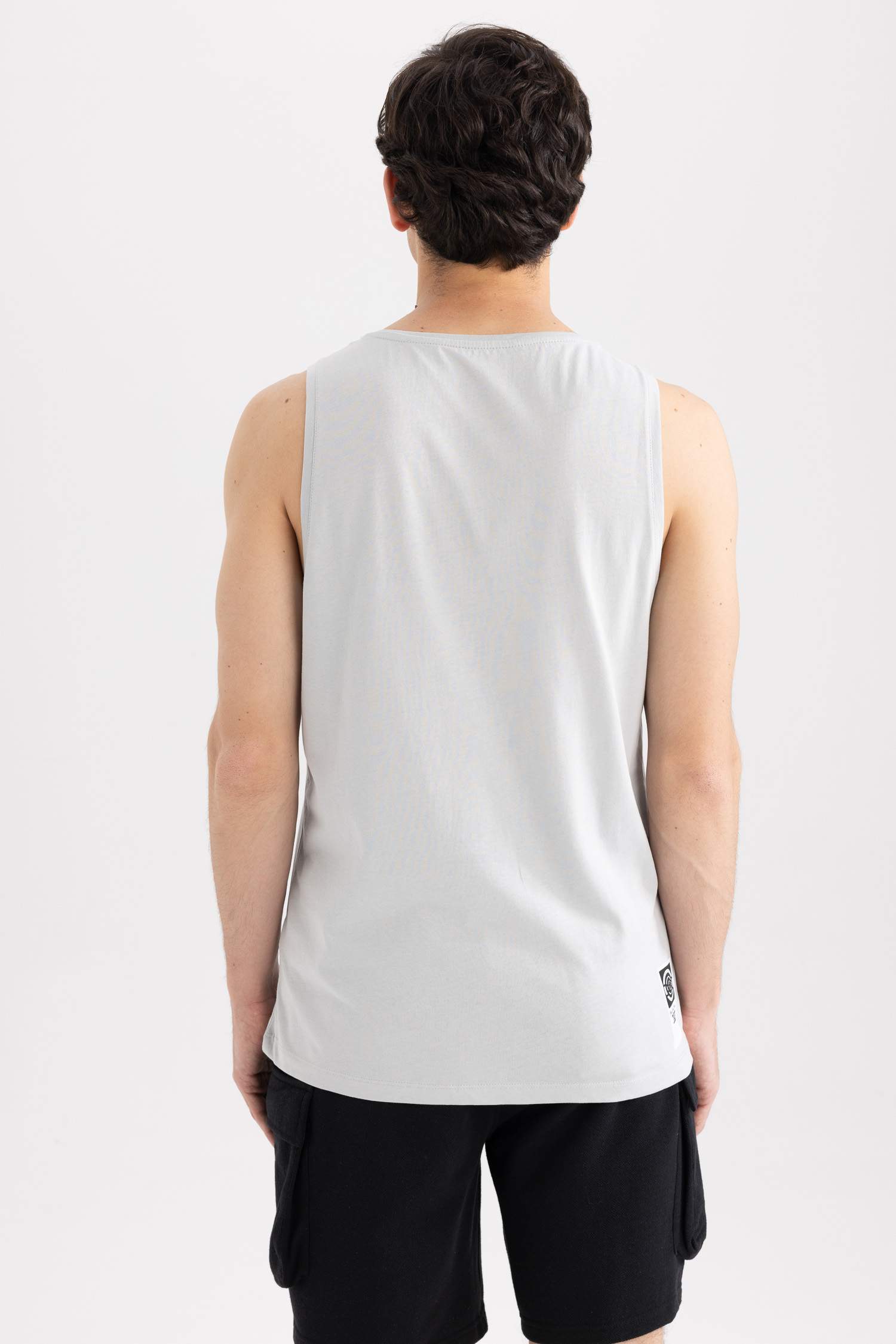 Slim Fit Printed Crew Neck Sleeveless Singlet