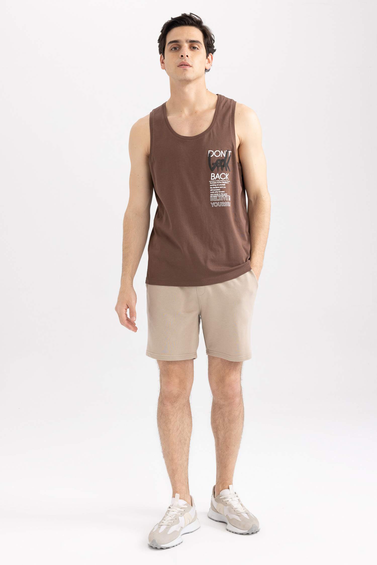 Майка приталенного кроя с принтом из 100% хлопка