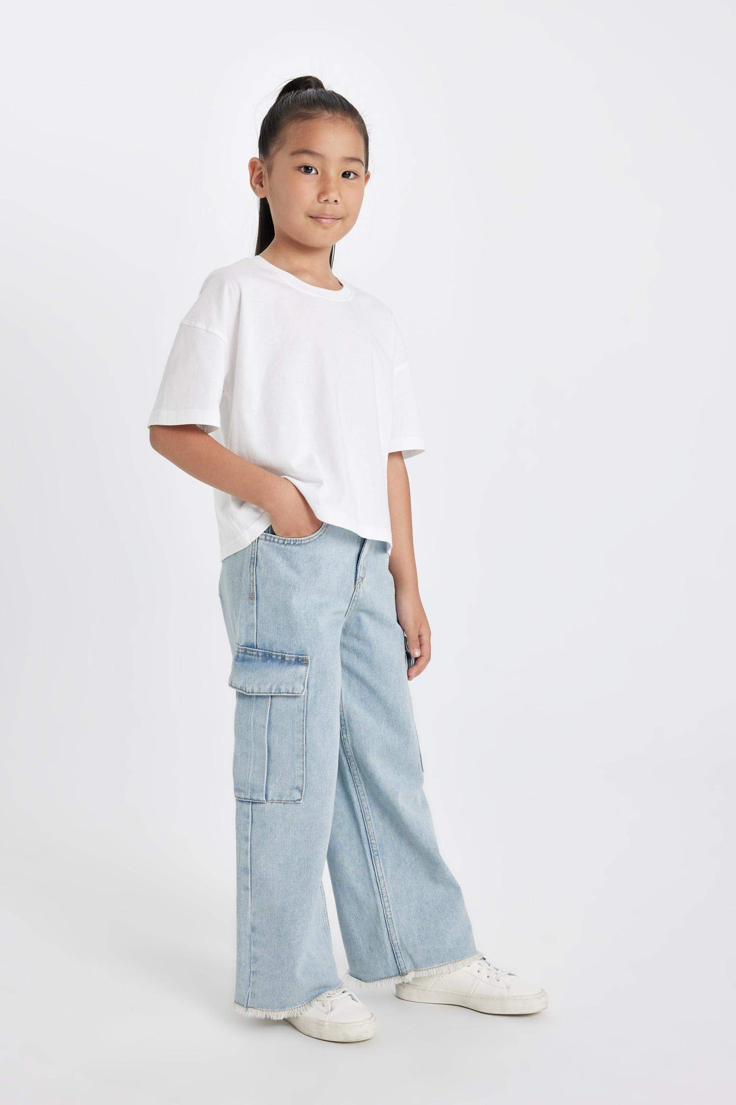 Girl Wide Leg Cargo Jeans
