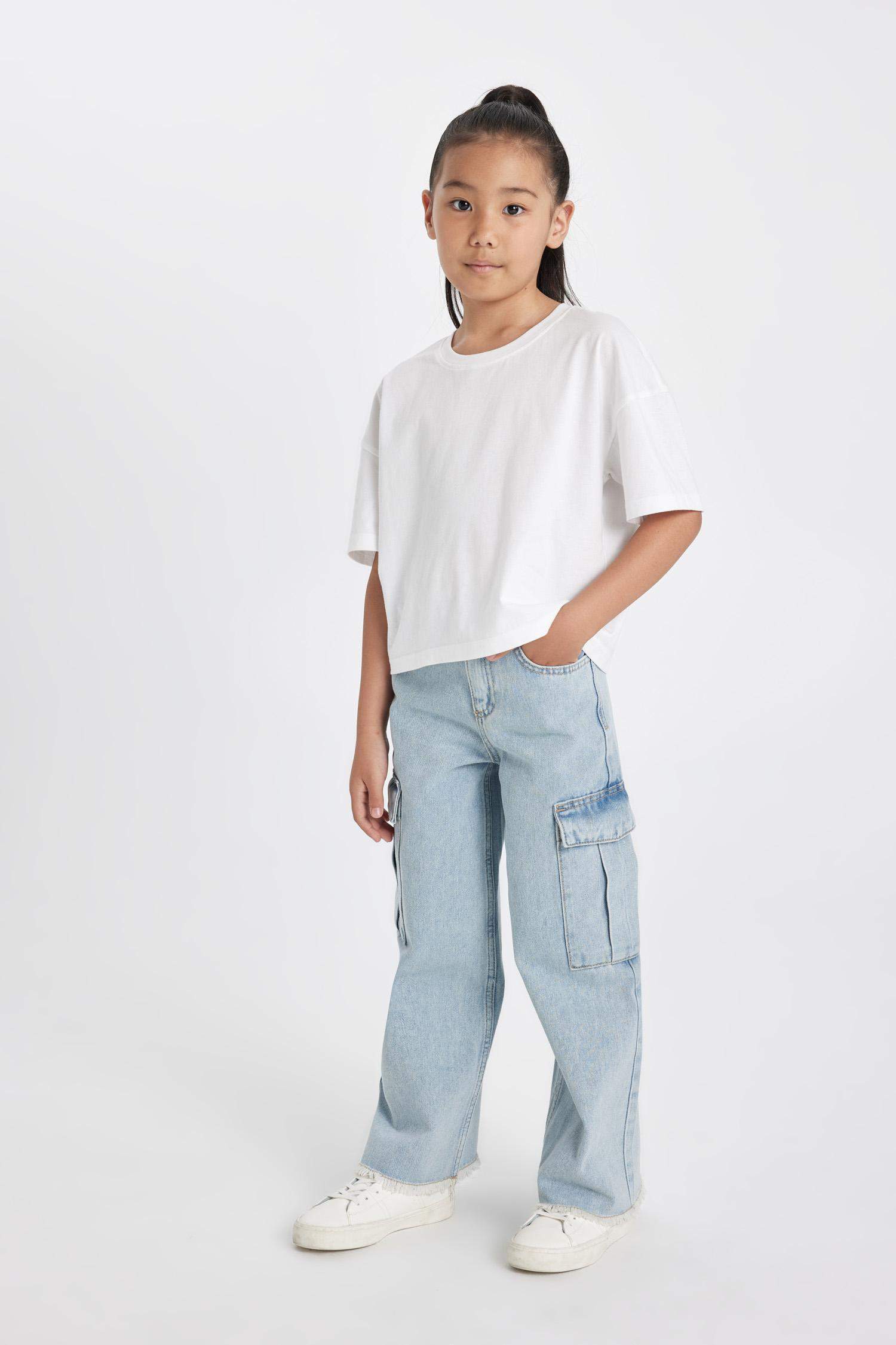 Girl Wide Leg Cargo Jeans
