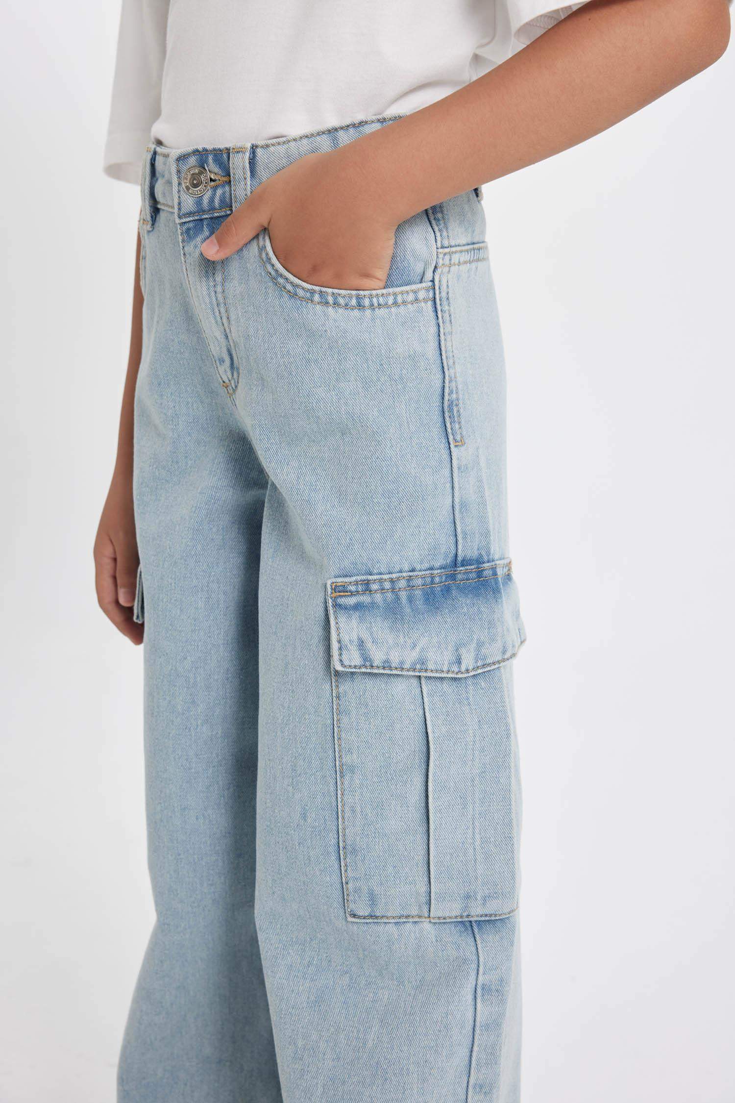 Girl Wide Leg Cargo Jeans