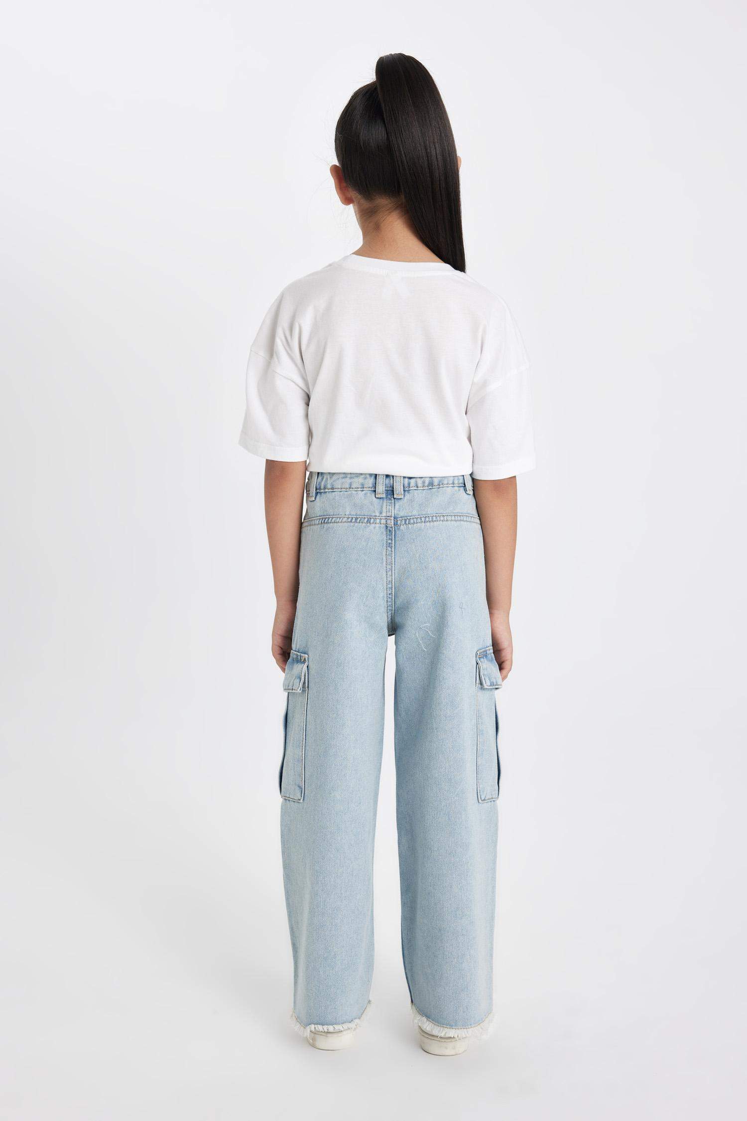 Girl Wide Leg Cargo Jeans