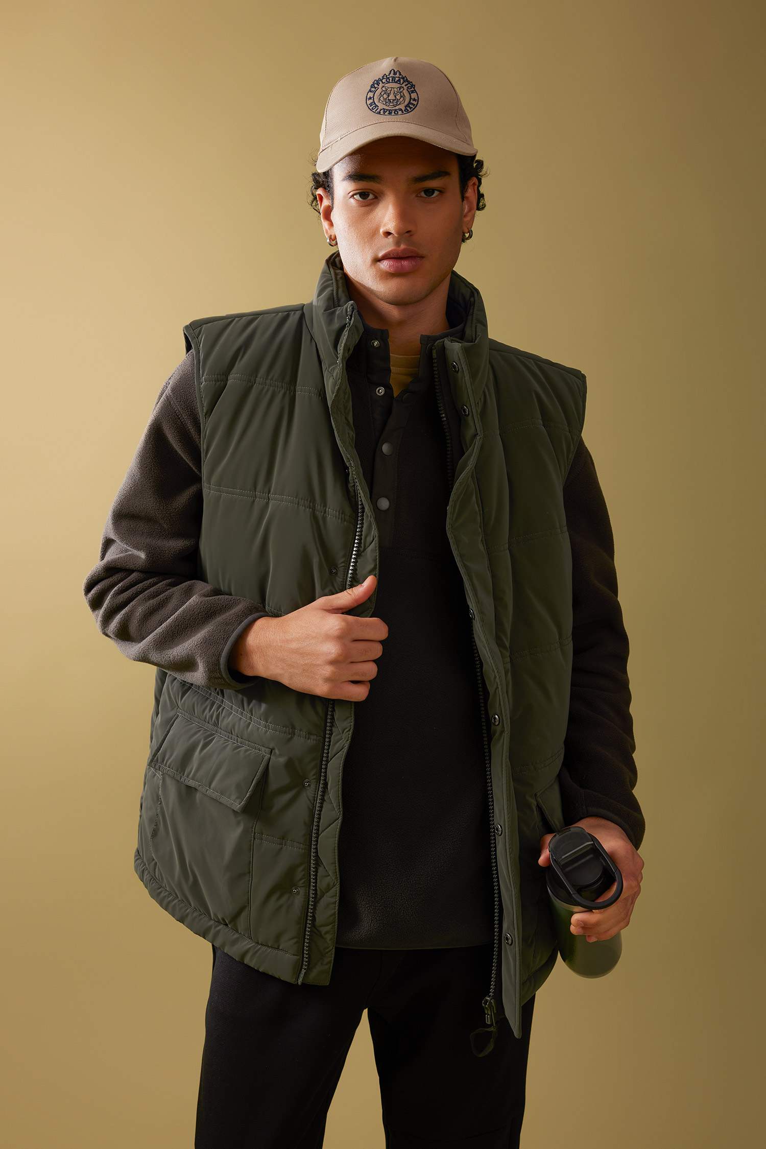 Mens olive 2024 green puffer vest