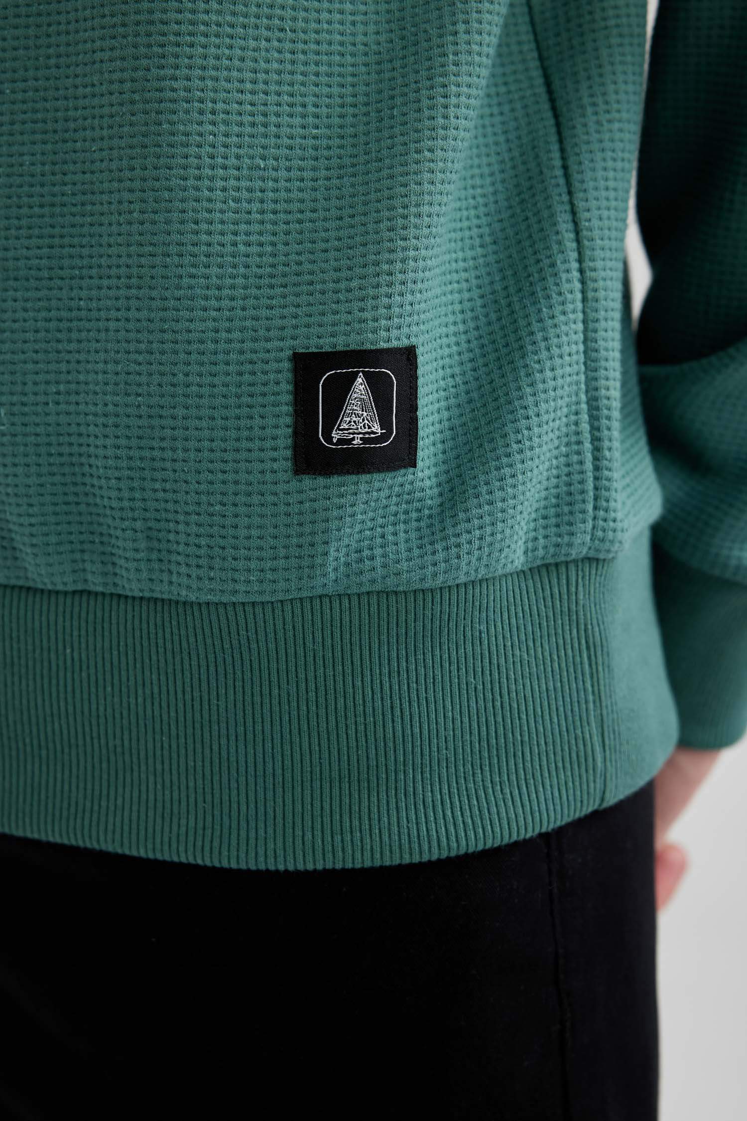 سويت شيرت قصة عادية بياقة مستديرة