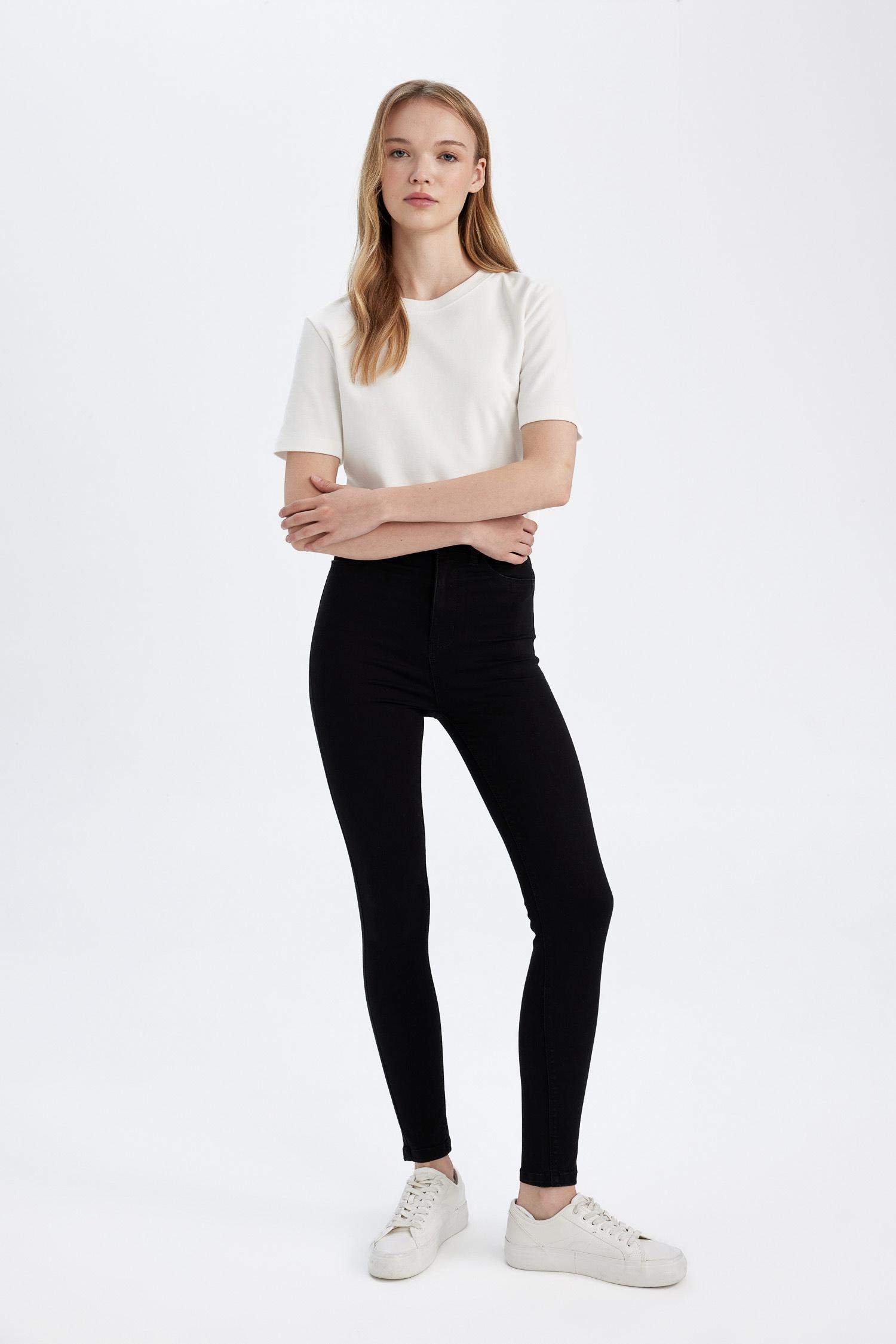 Super Skinny Fit Yüksek Bel Dar Paça Basic Düz Jean Pantolon