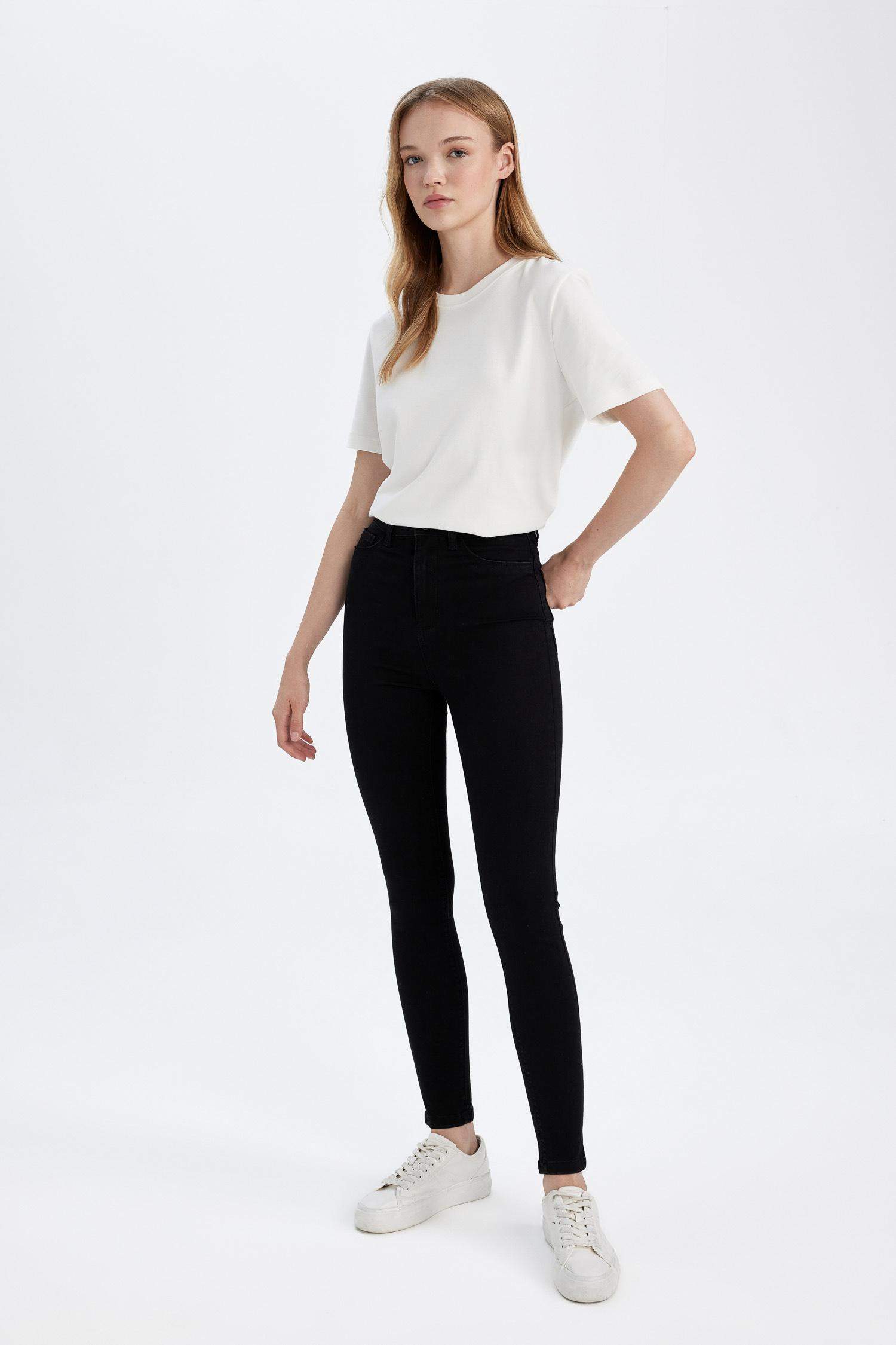 Super Skinny Fit Yüksek Bel Dar Paça Basic Düz Jean Pantolon