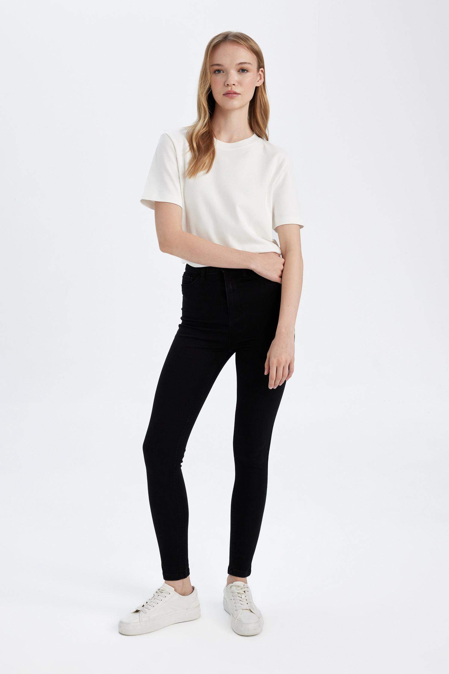 Super Skinny Fit Yüksek Bel Dar Paça Basic Düz Jean Pantolon