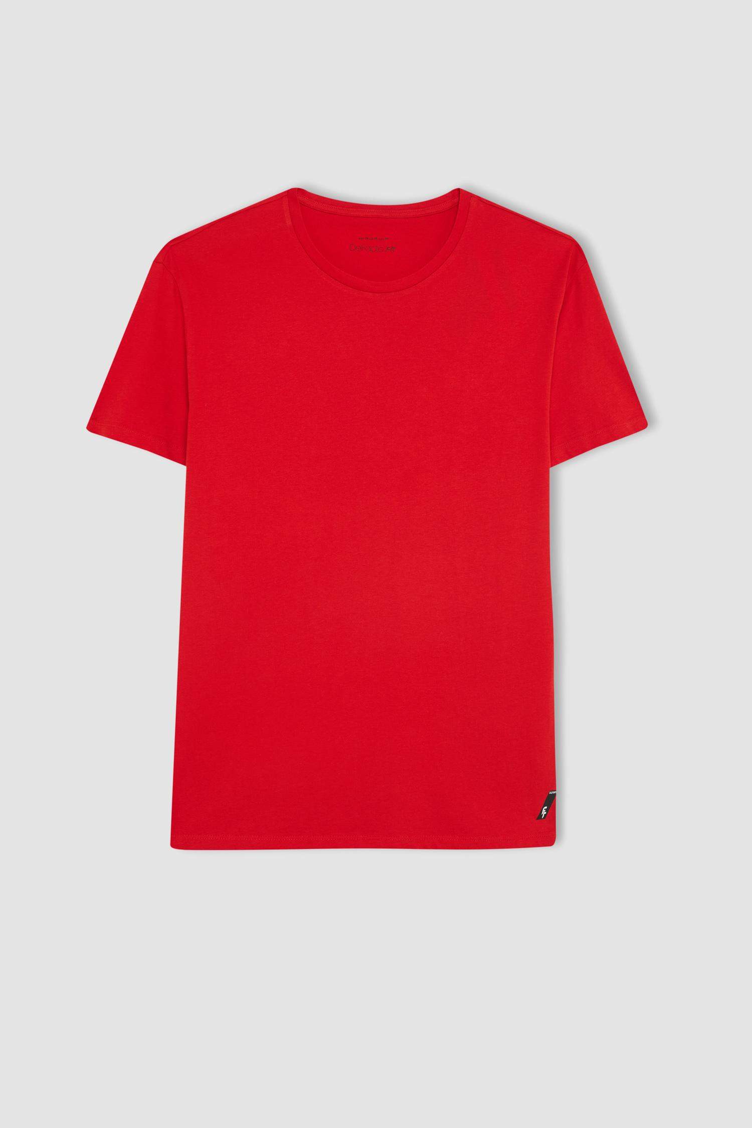 DeFactoFit Standard Fit Crew Neck Crest Printed Printed T-Shirt