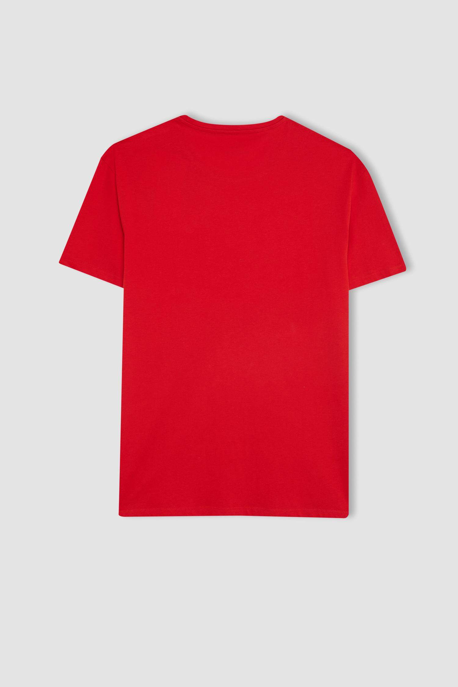 DeFactoFit Standard Fit Crew Neck Crest Printed Printed T-Shirt