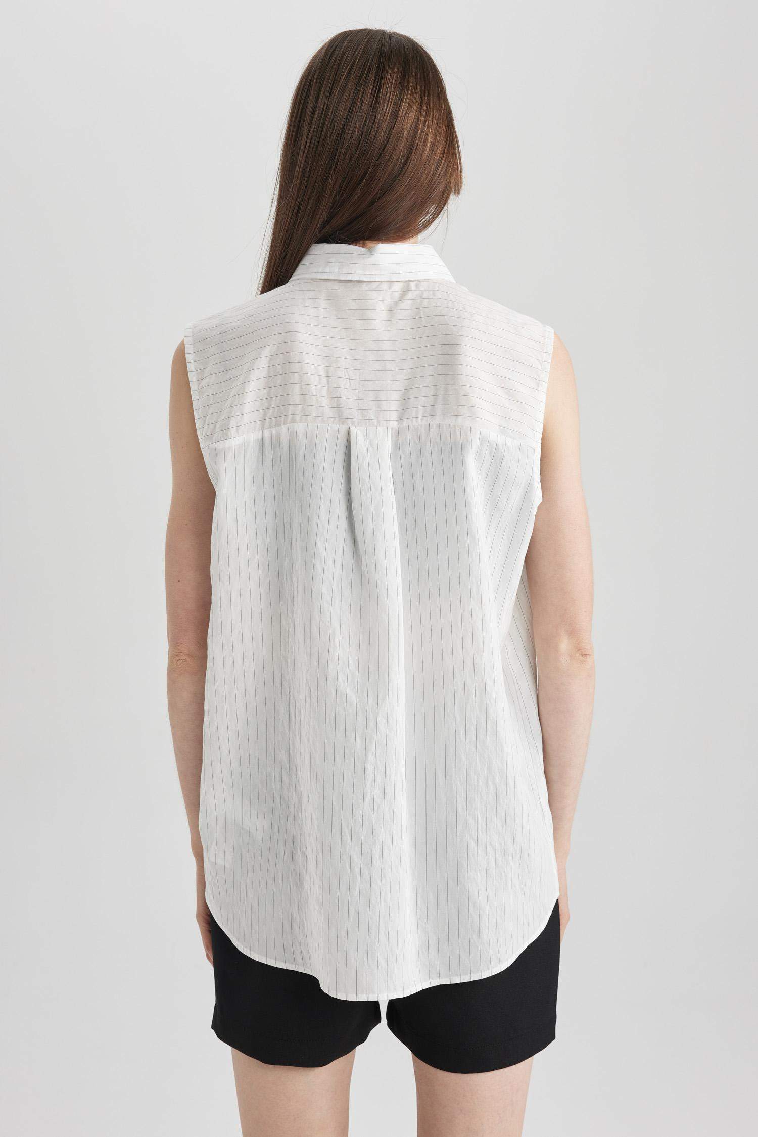 Chemise Oversize Sans Manches Modal Col de Chemise