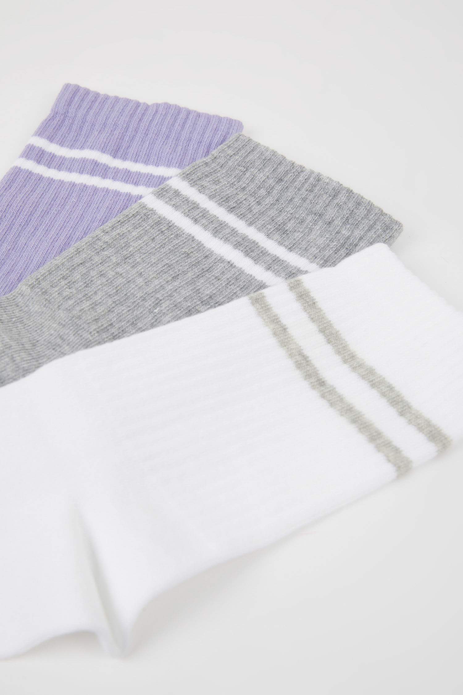 Kadın 3'lü Pamuklu Çember Desenli Uzun Çorap