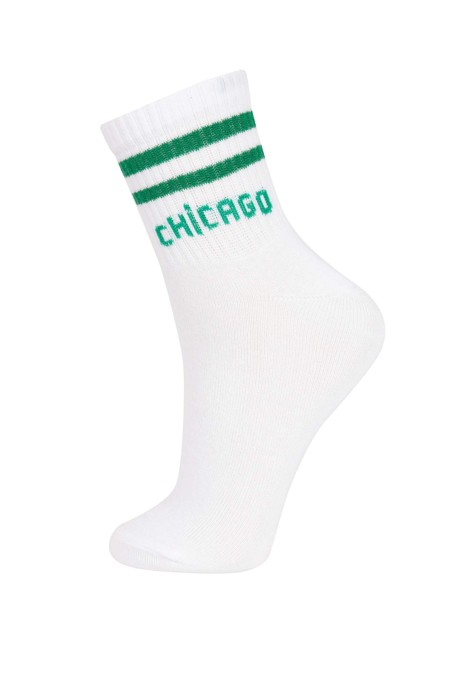 Kadın Slogan Baskılı 3'lü Pamuklu Soket Çorap