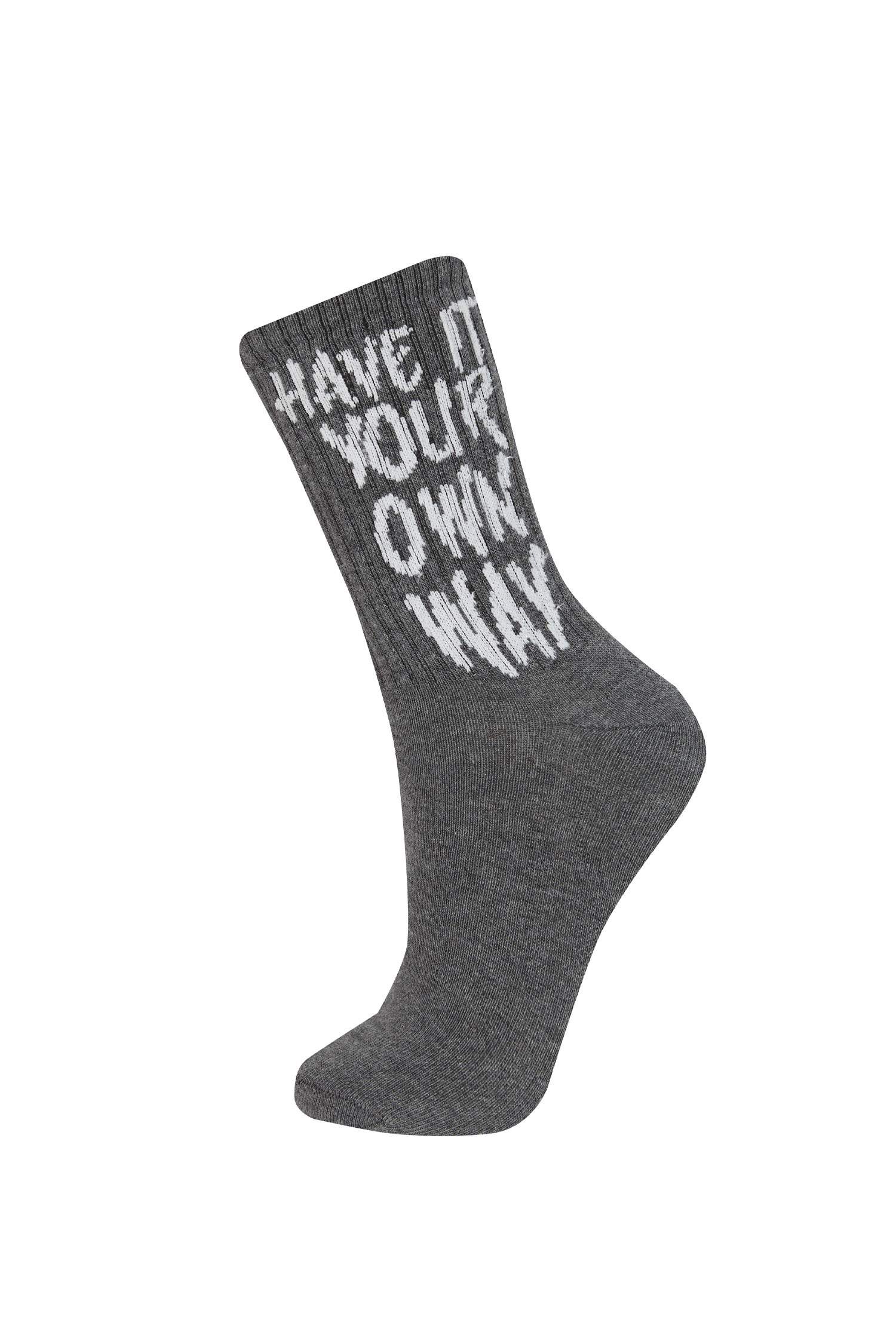 Kadın 3'lü Pamuklu Uzun Çorap