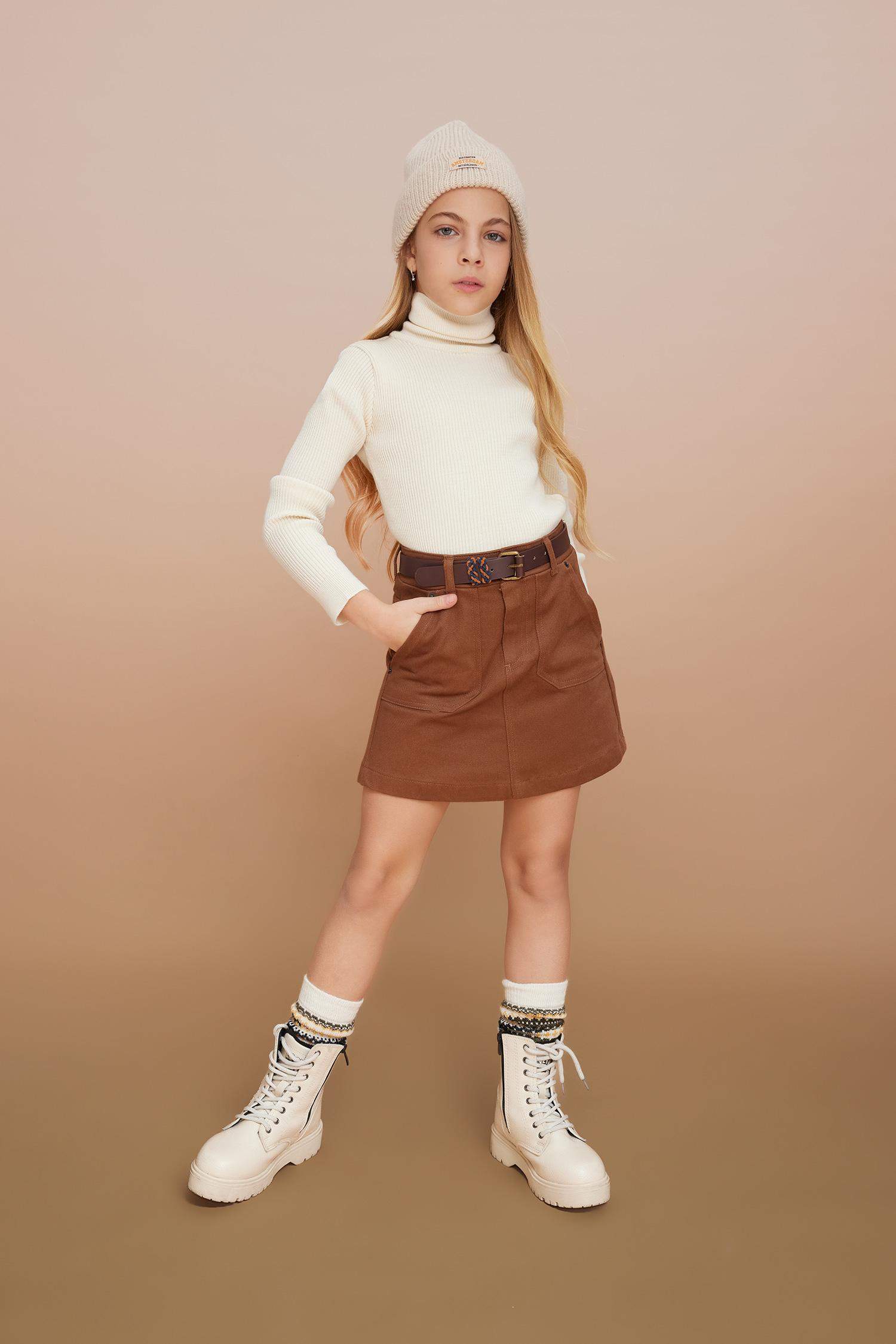 Pull Coupe Régulière Col roulé Pour Fille