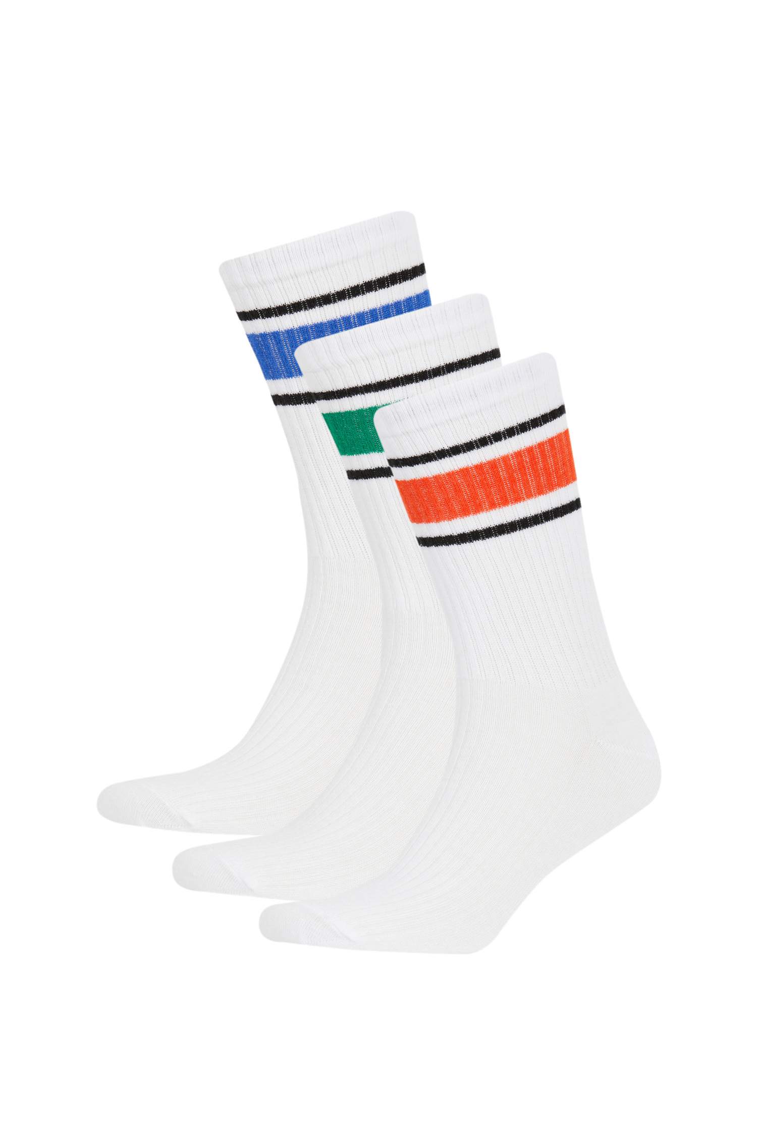 Erkek 3'lü Pamuklu Uzun Çorap