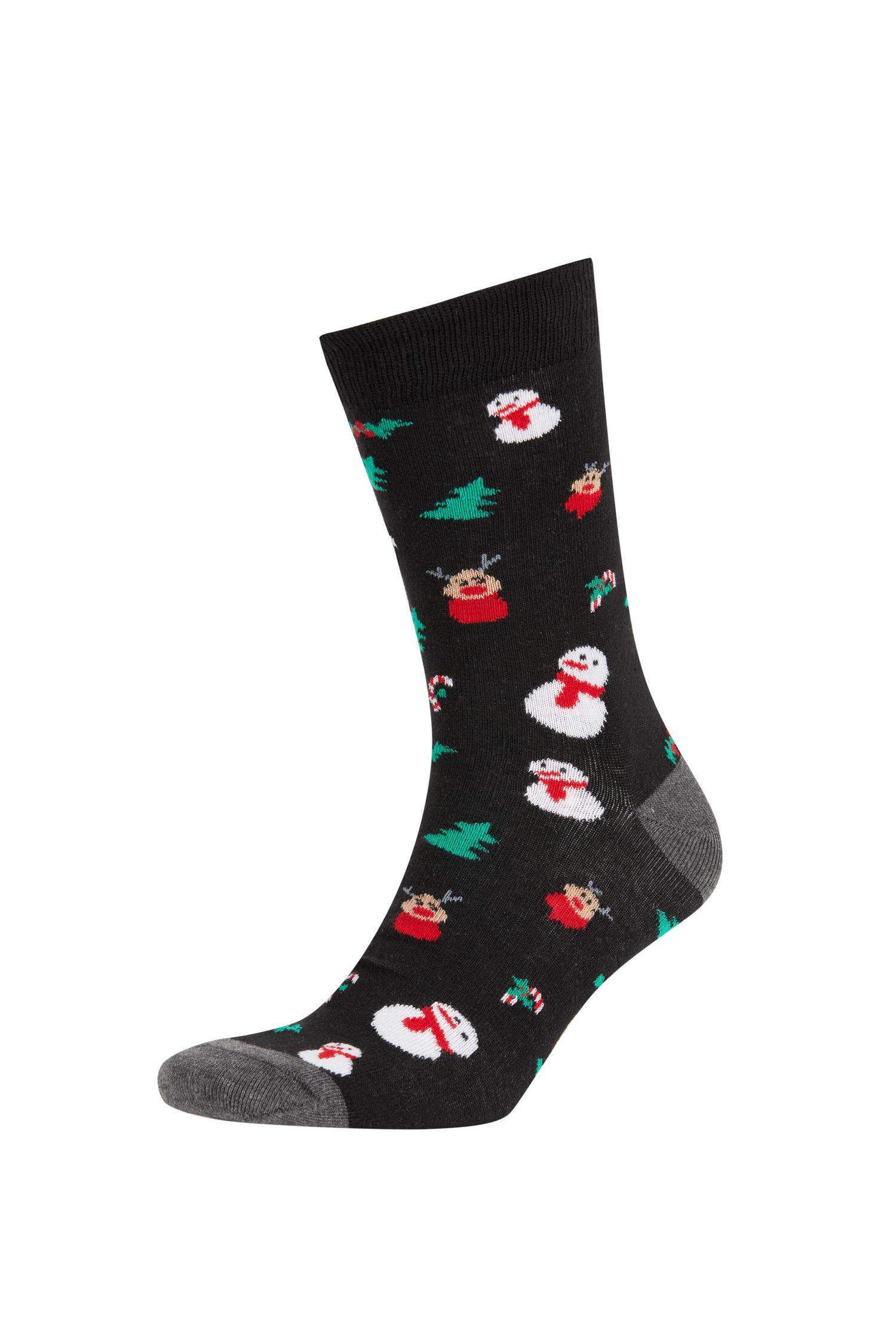Men Christmas Themed 2 Piece Cotton Long Socks