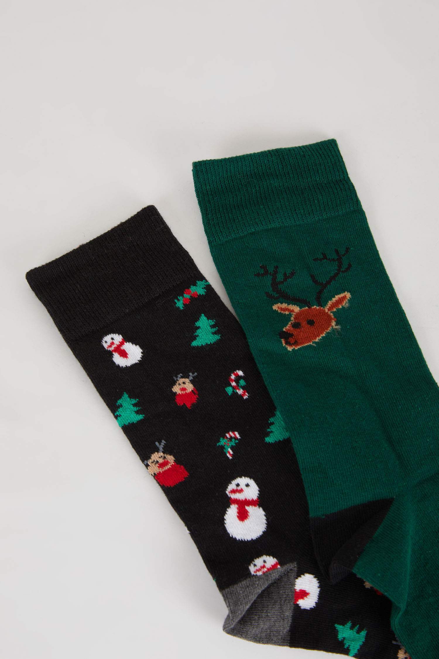 Erkek Yılbaşı Temalı 2'li Pamuklu Uzun Çorap
