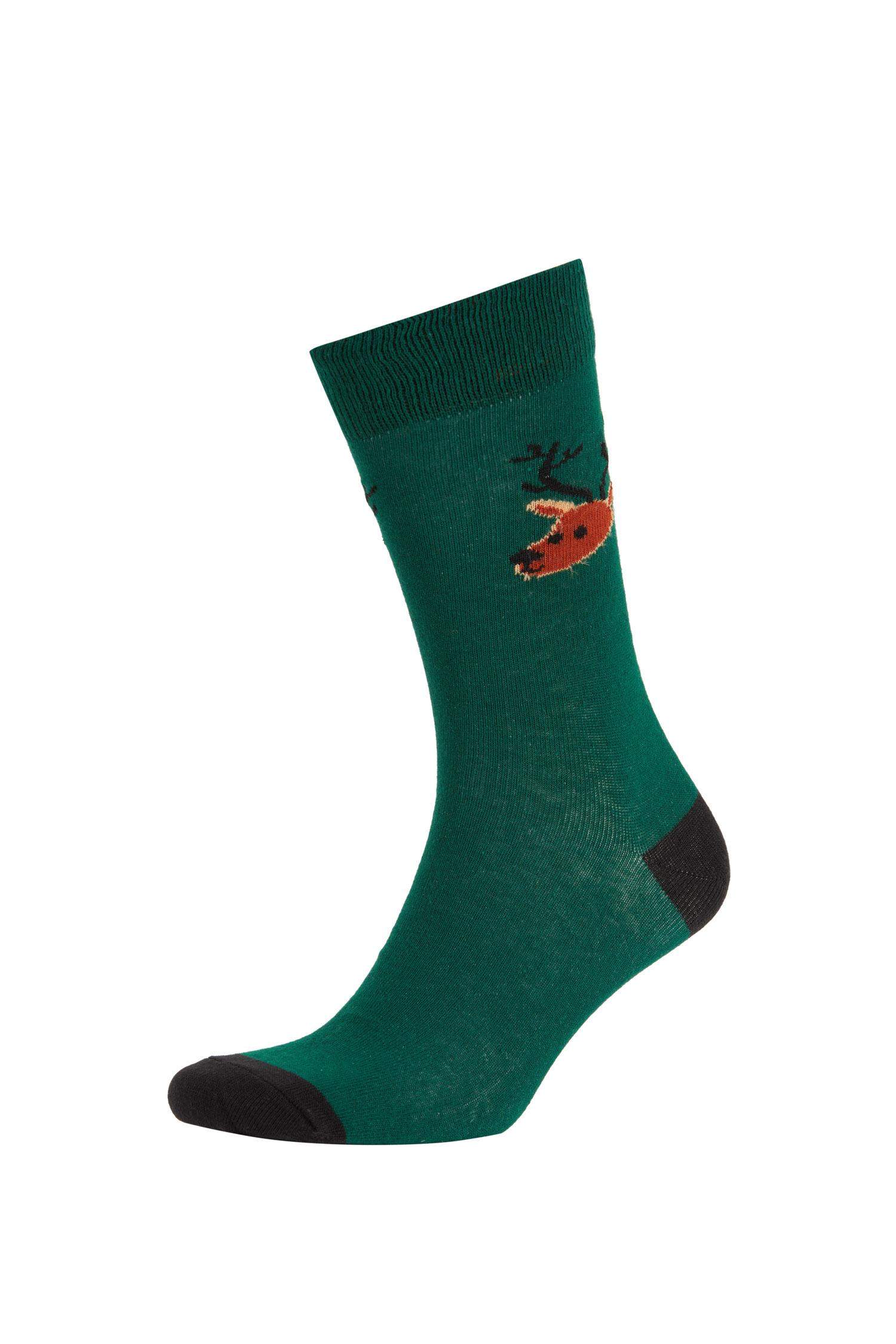 Men Christmas Themed 2 Piece Cotton Long Socks