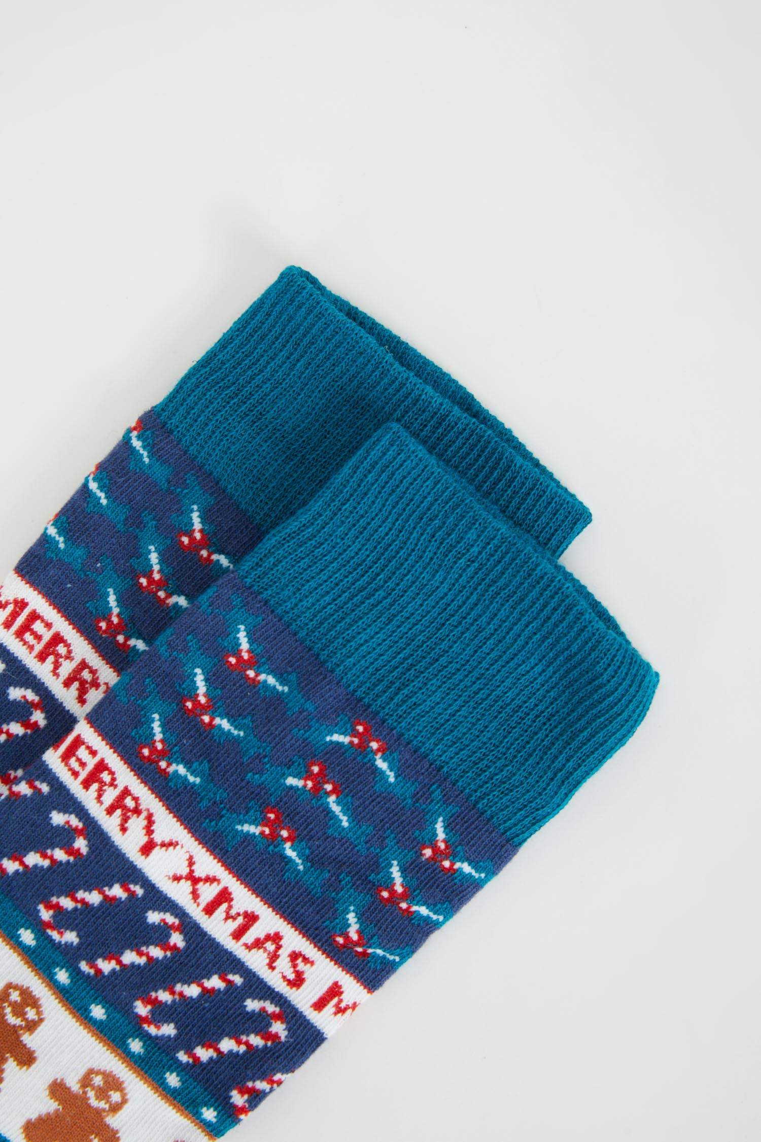 Erkek Yılbaşı Temalı Pamuklu Uzun Çorap