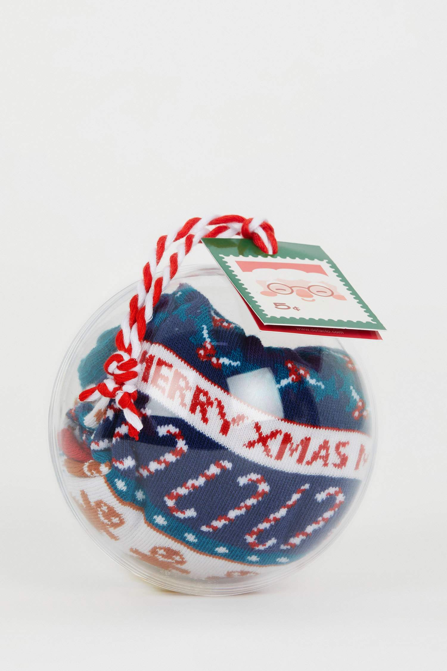 Erkek Yılbaşı Temalı Pamuklu Uzun Çorap