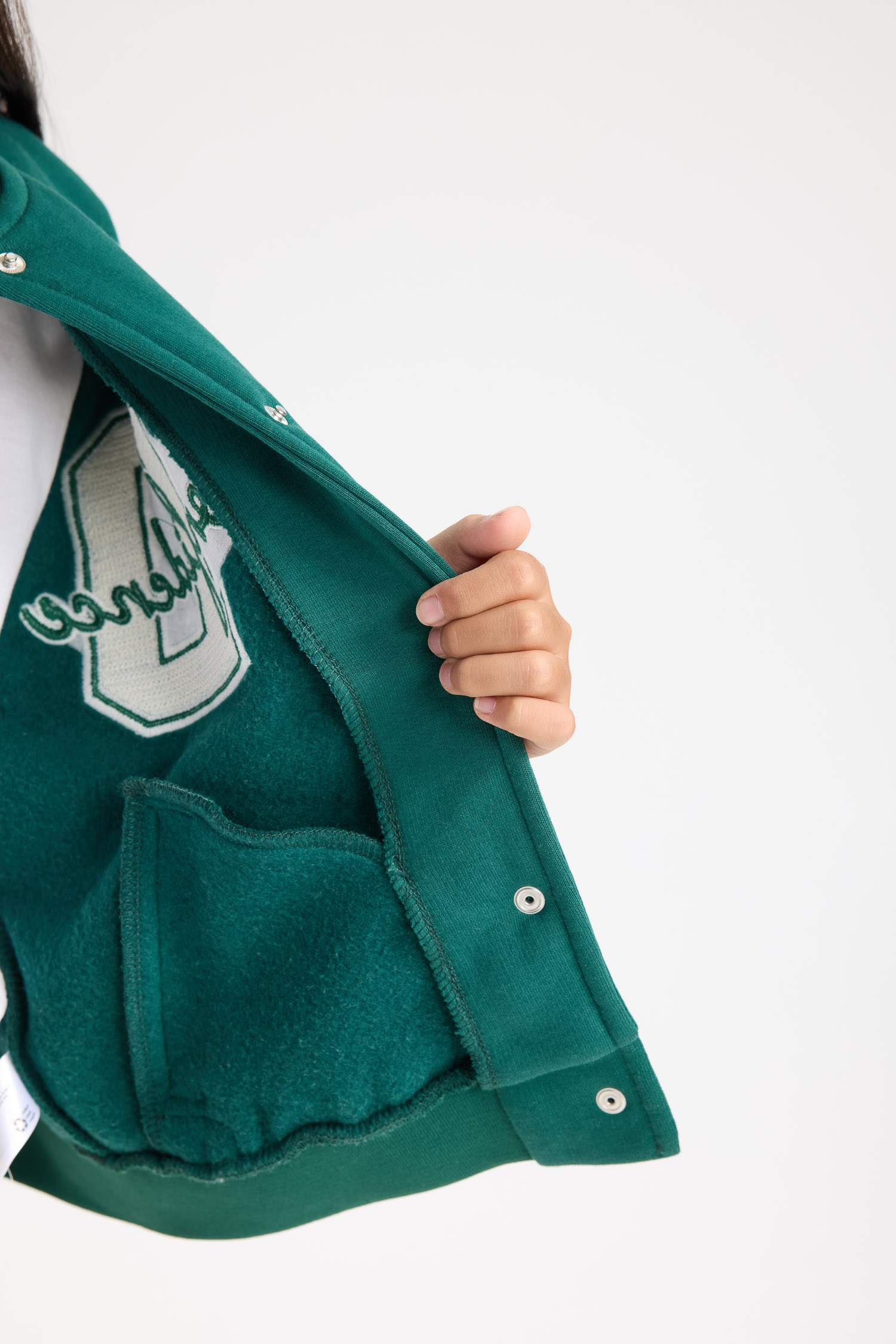 Veste Bomber Style Collège Oversize boutonné avec poches pour Fille