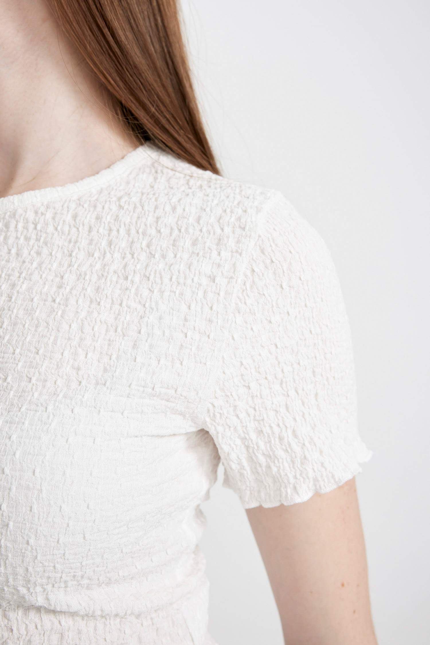 Fitted Crew Neck Crepe Short Sleeve T-Shirt