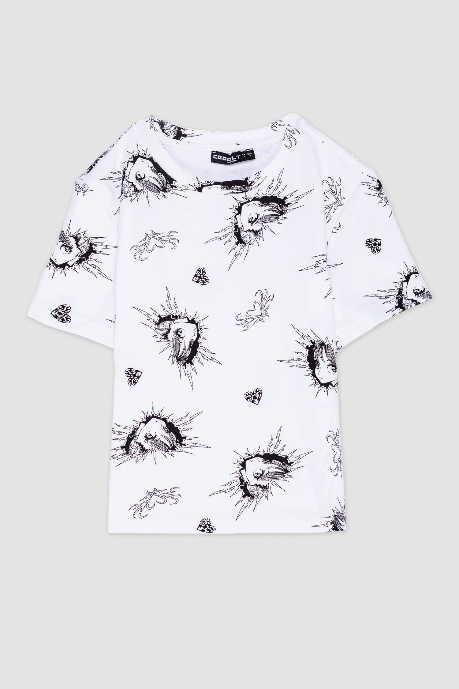 Fitted Desenli Ribana Kısa Kollu Tişört