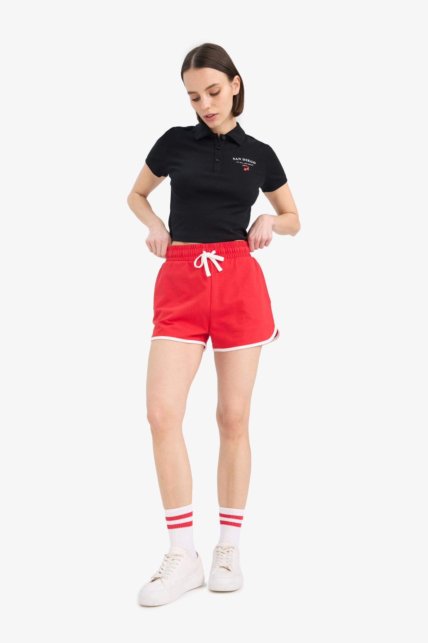 Coool Regular Fit Beli Lastikli Bağcıklı Kalın Mini Şort