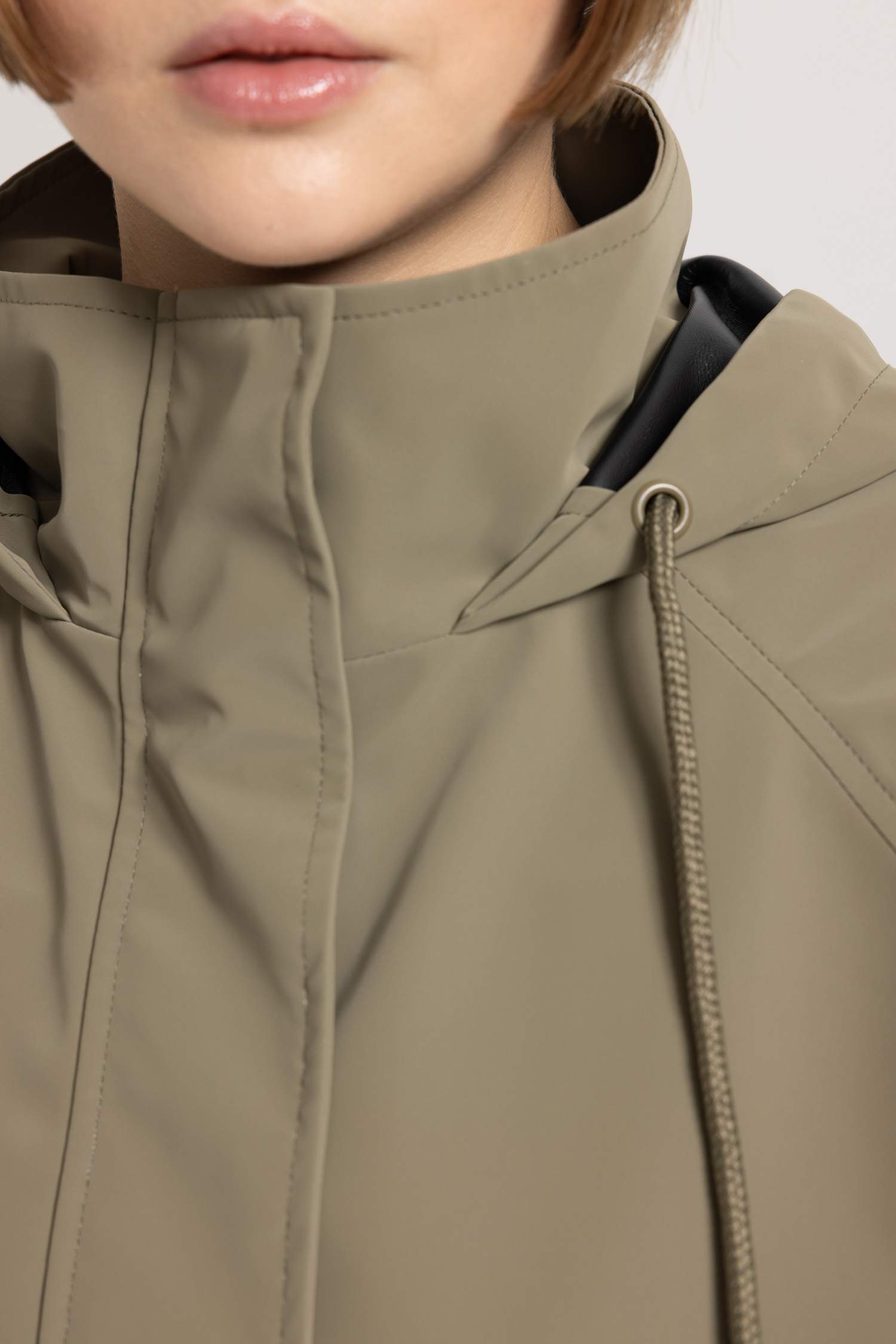 Su İtici Regular Kalıp Kapüşonlu Uzun Yağmurluk