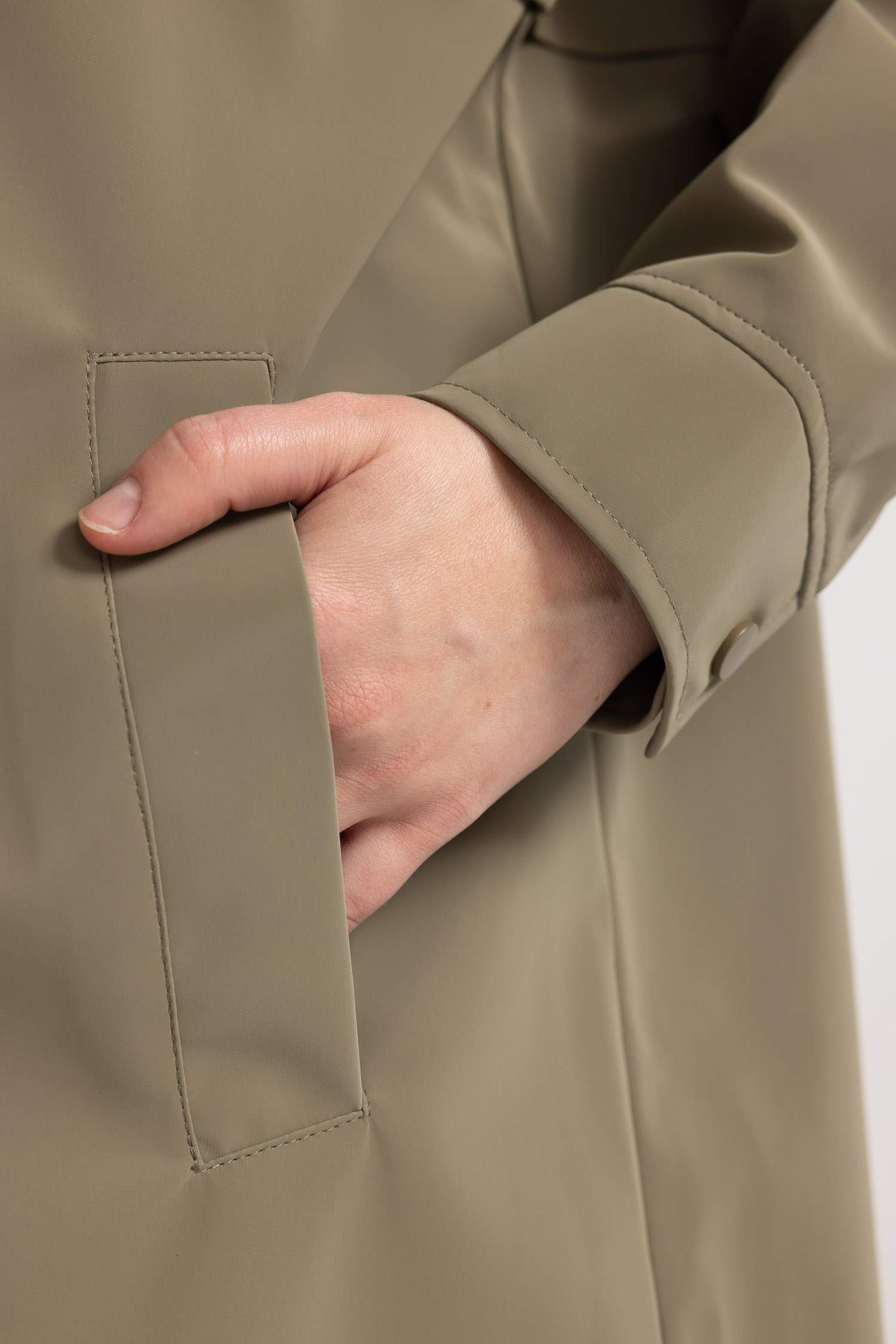 Su İtici Regular Kalıp Kapüşonlu Uzun Yağmurluk