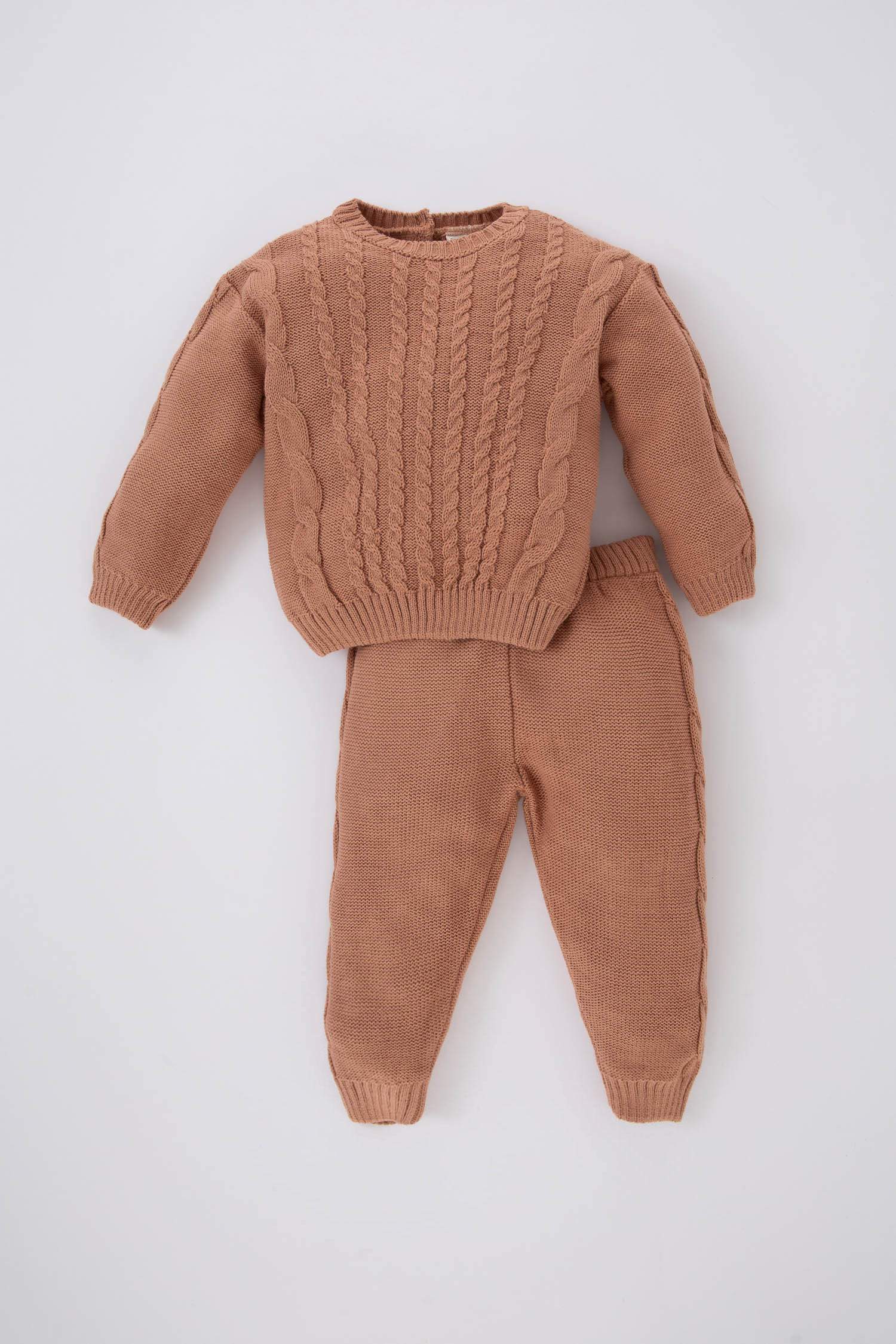 Baby Girl Crew Neck Pullover Bottom Knitted 2 Piece Set