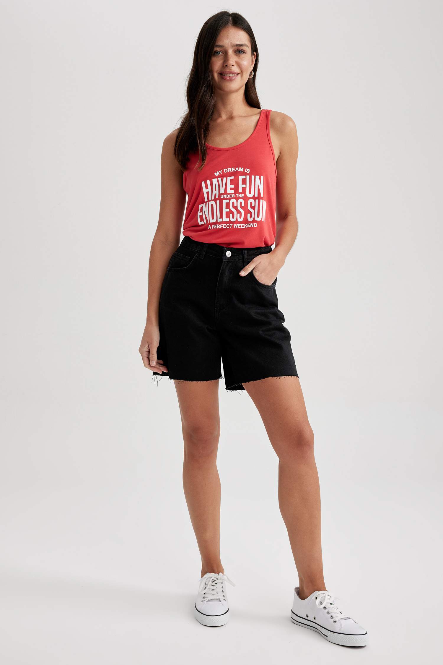 Regular Fit Printed Crew Neck Tank Top