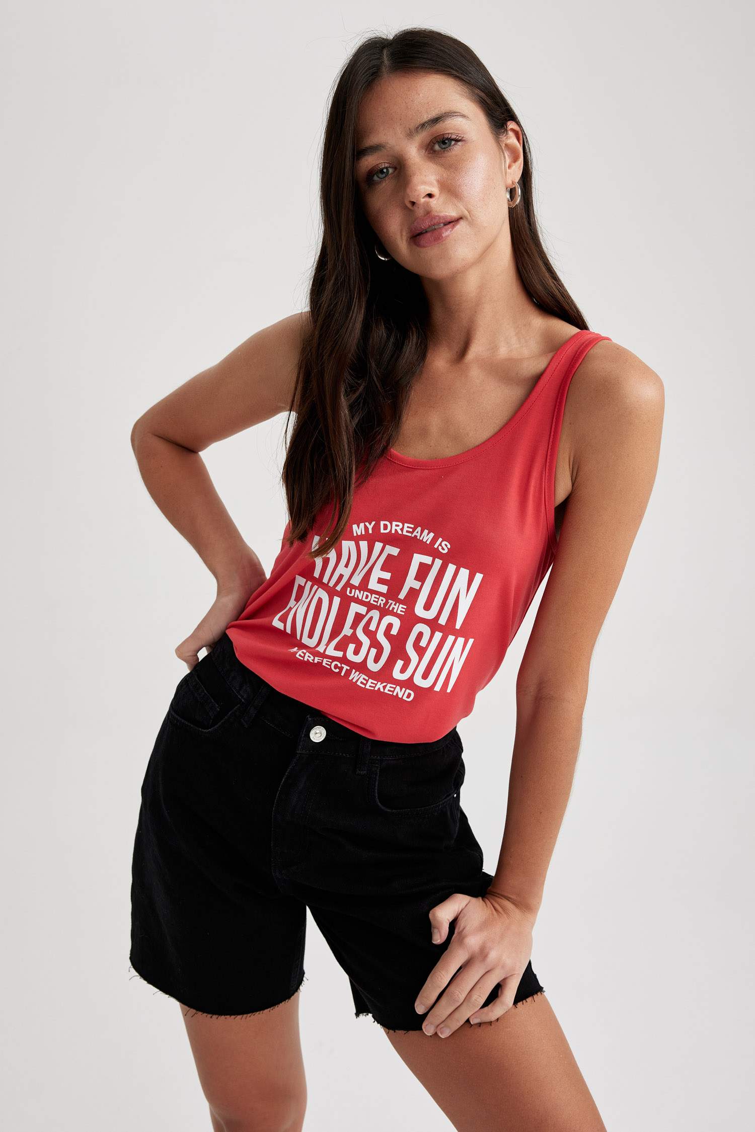 Regular Fit Printed Crew Neck Tank Top