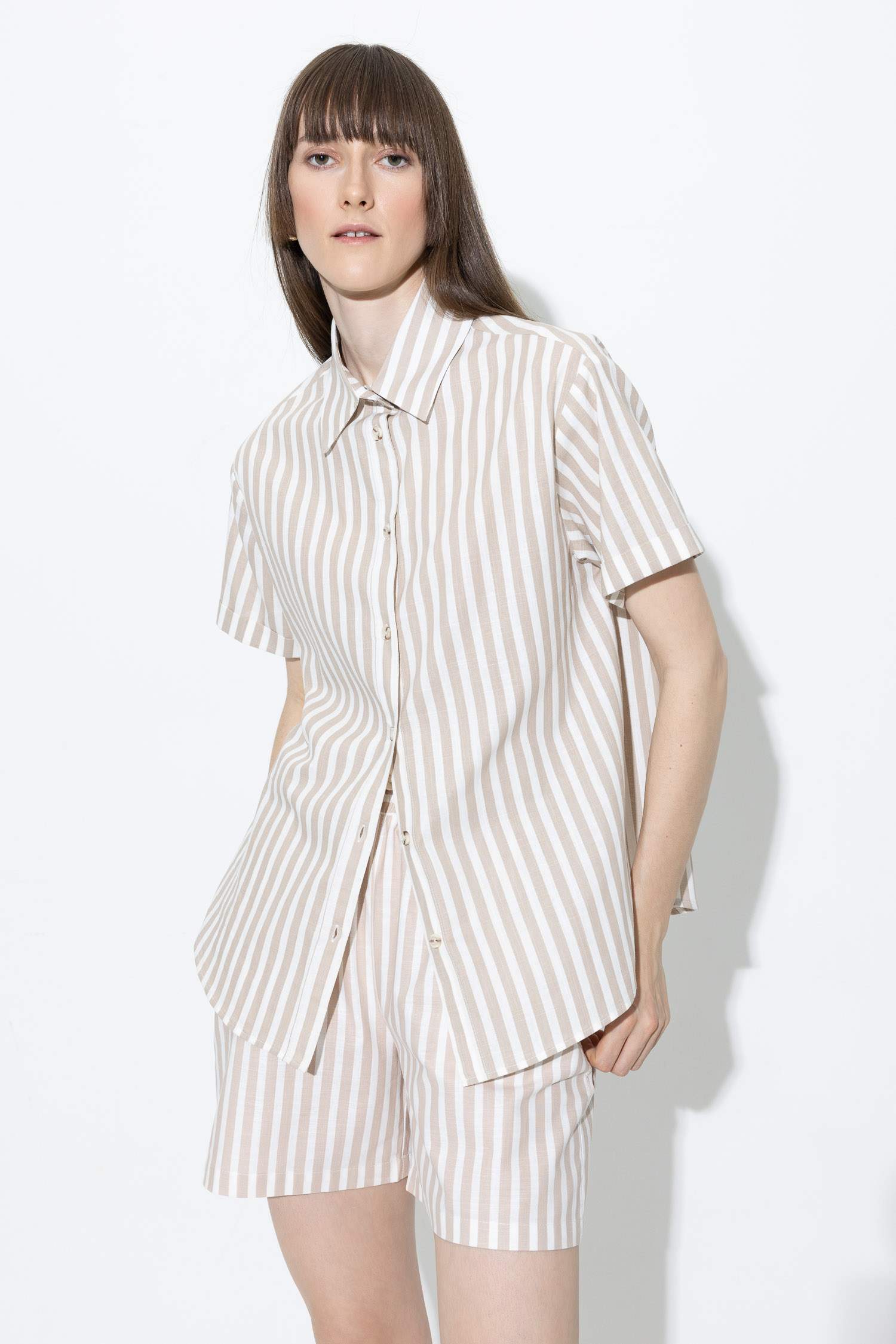 Oversize Fit Short Sleeve Cotton Shirt