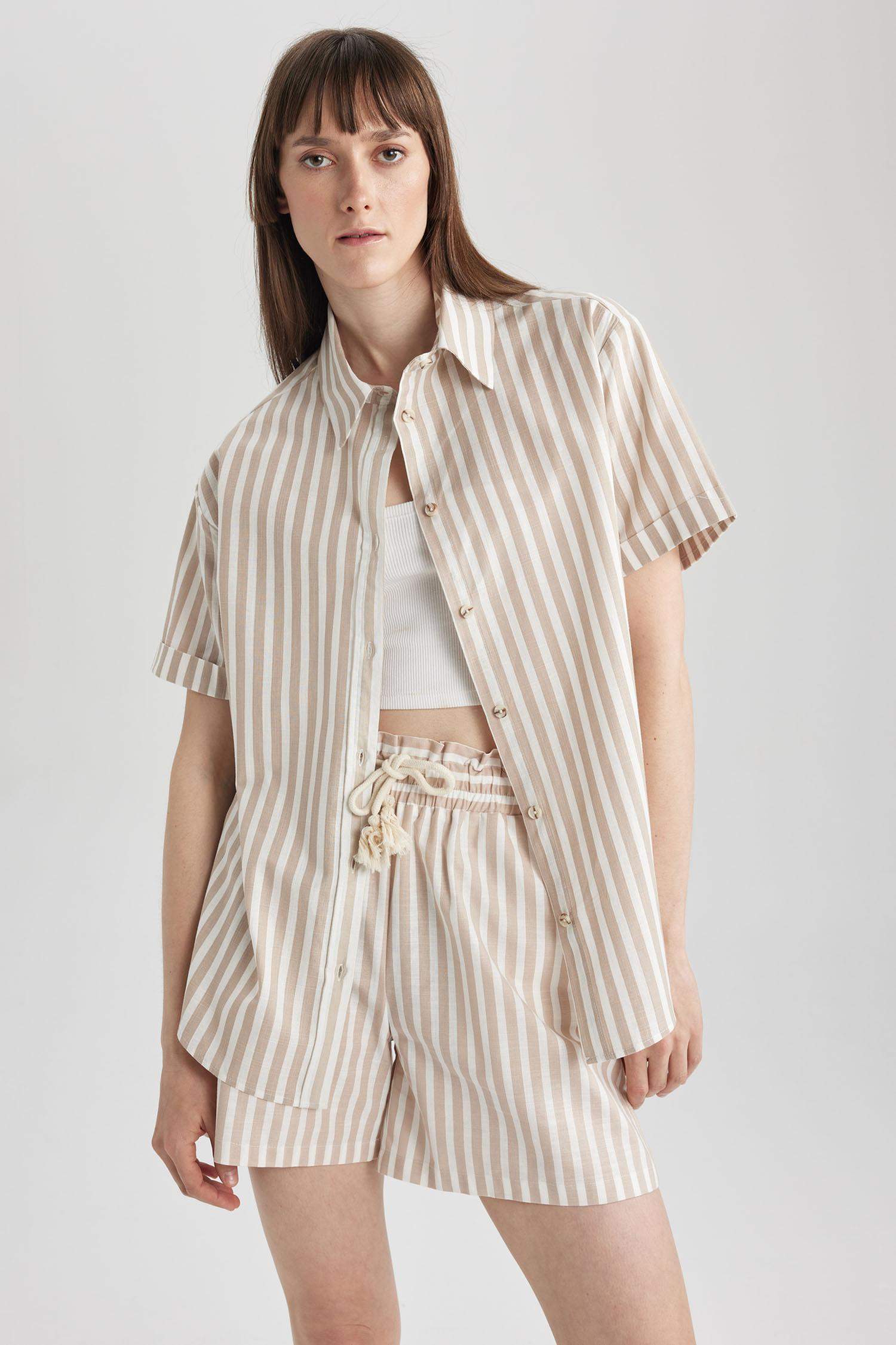 Oversize Fit Short Sleeve Cotton Shirt