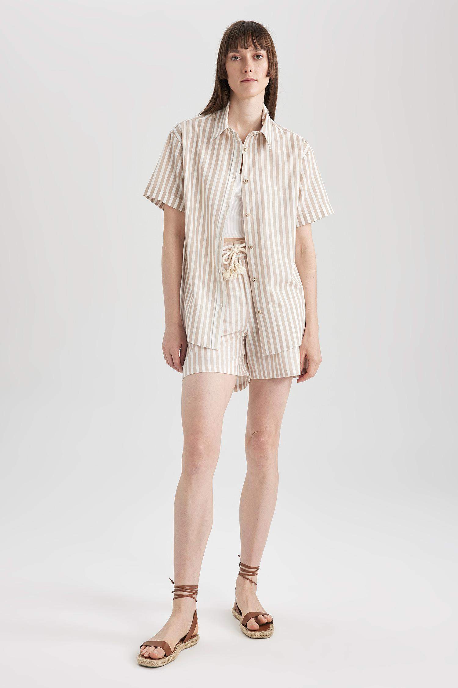 Oversize Fit Short Sleeve Cotton Shirt