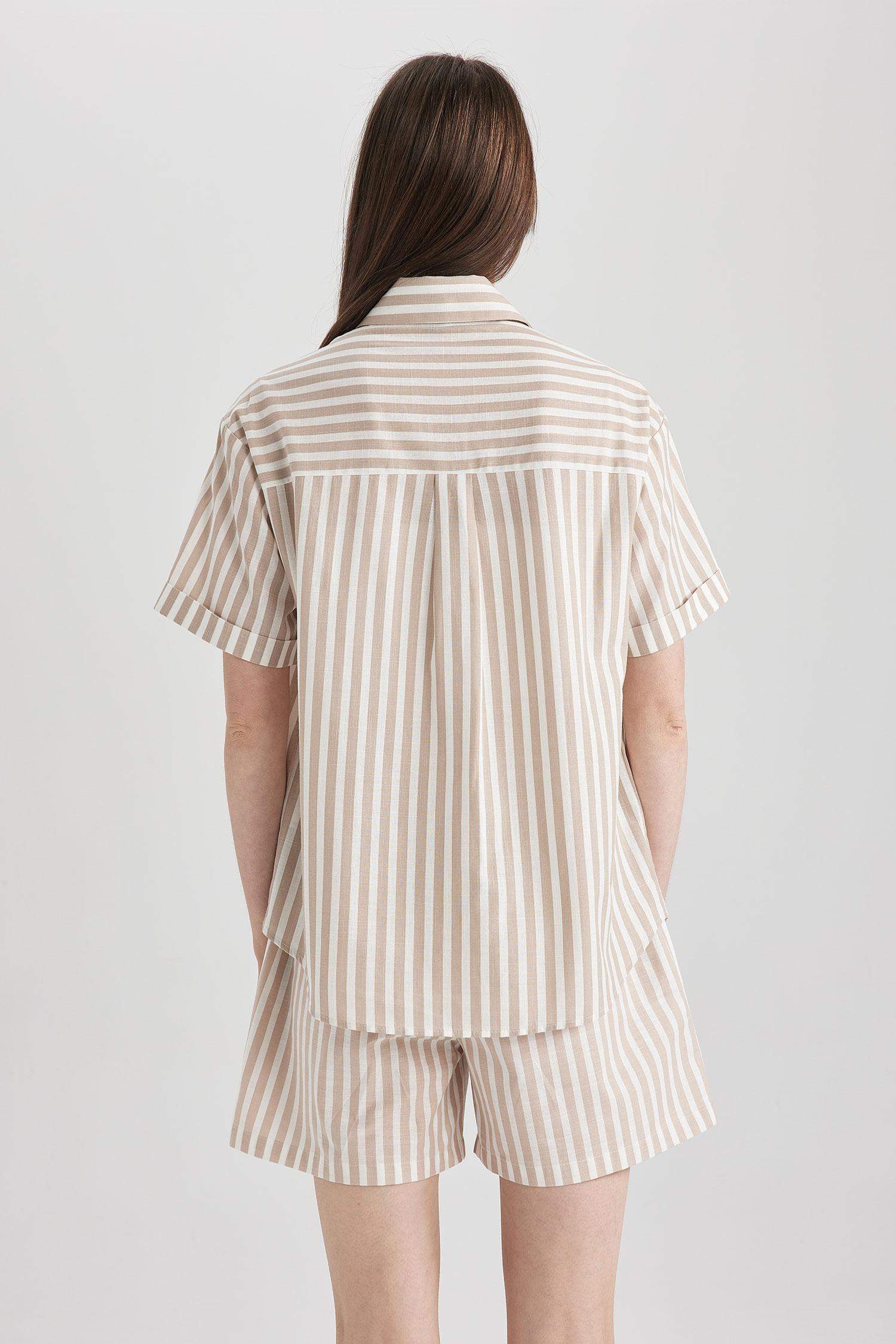 Oversize Fit Short Sleeve Cotton Shirt