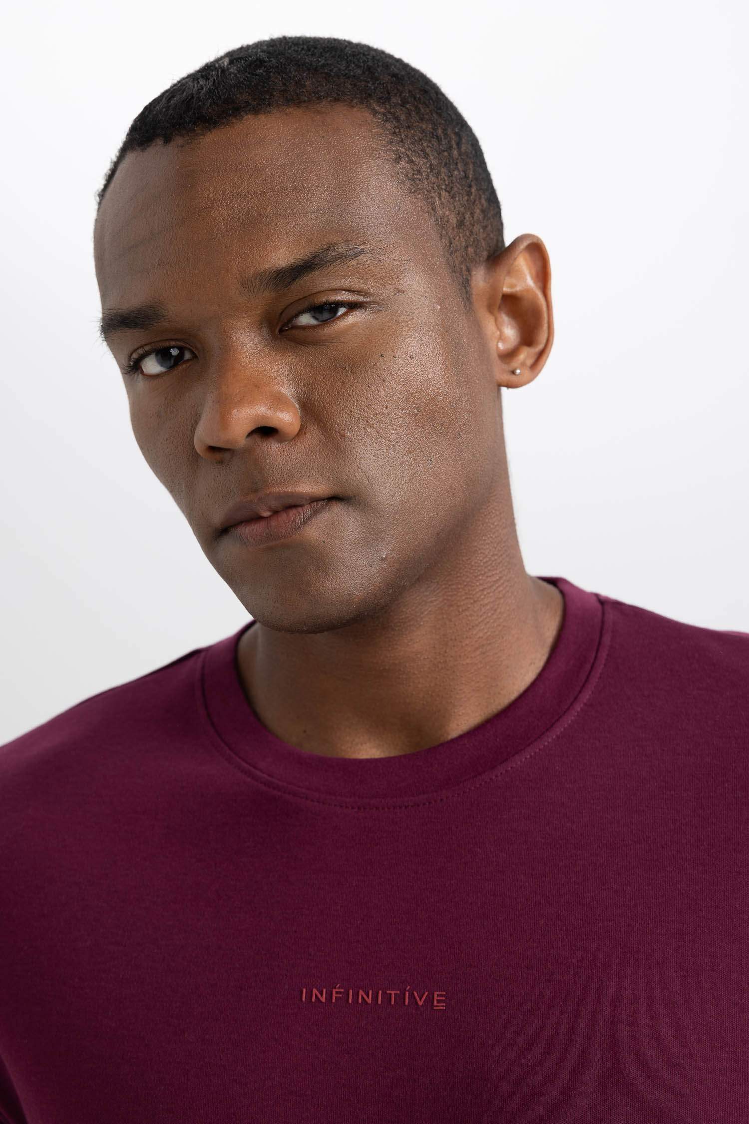 Regular Fit Bisiklet Yaka Baskılı Kısa Kollu Ağır Kumaş Tişört