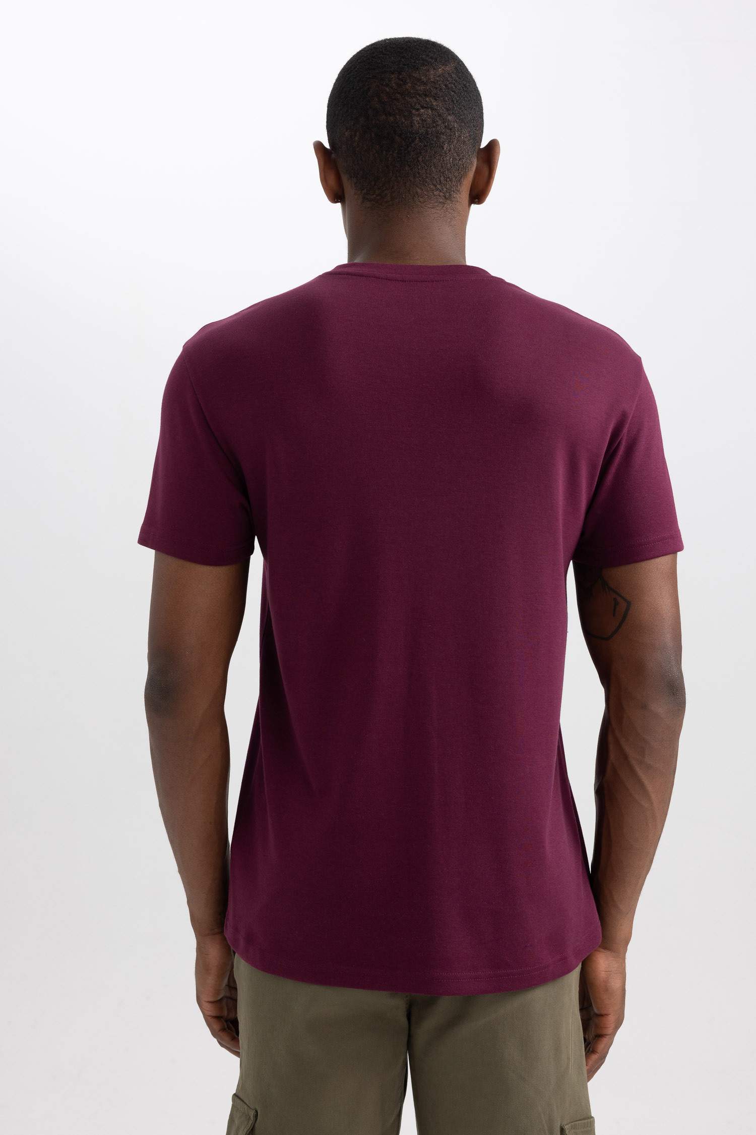 Regular Fit Bisiklet Yaka Baskılı Kısa Kollu Ağır Kumaş Tişört