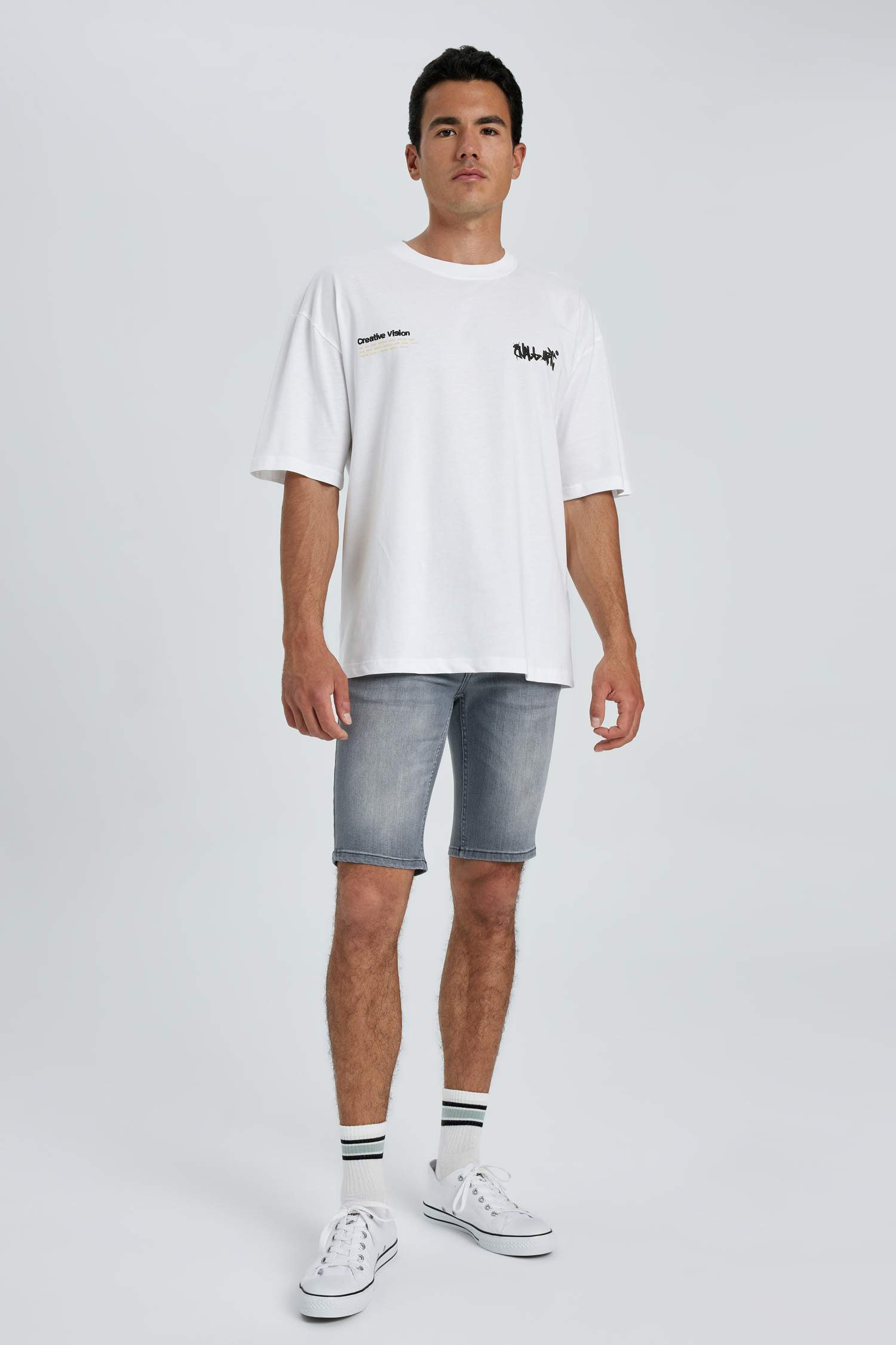 برمودا جينز سكيني فيت رمادي