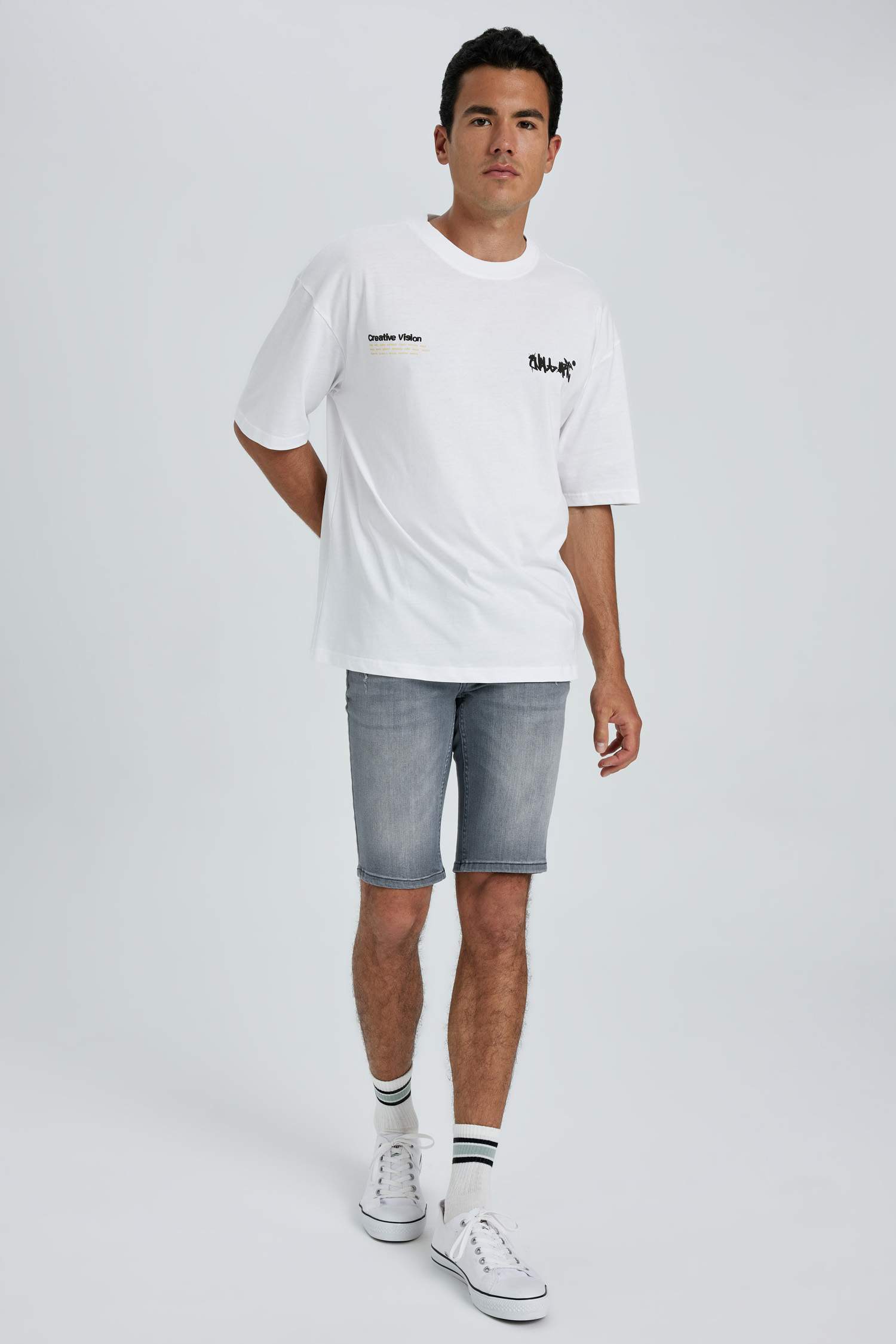 برمودا جينز سكيني فيت رمادي