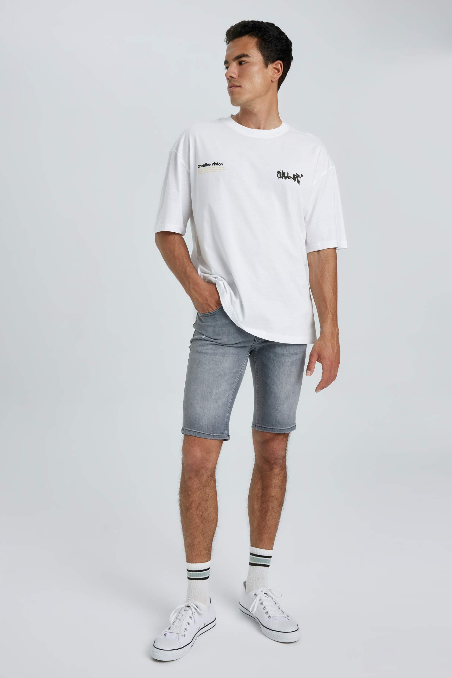 برمودا جينز سكيني فيت رمادي