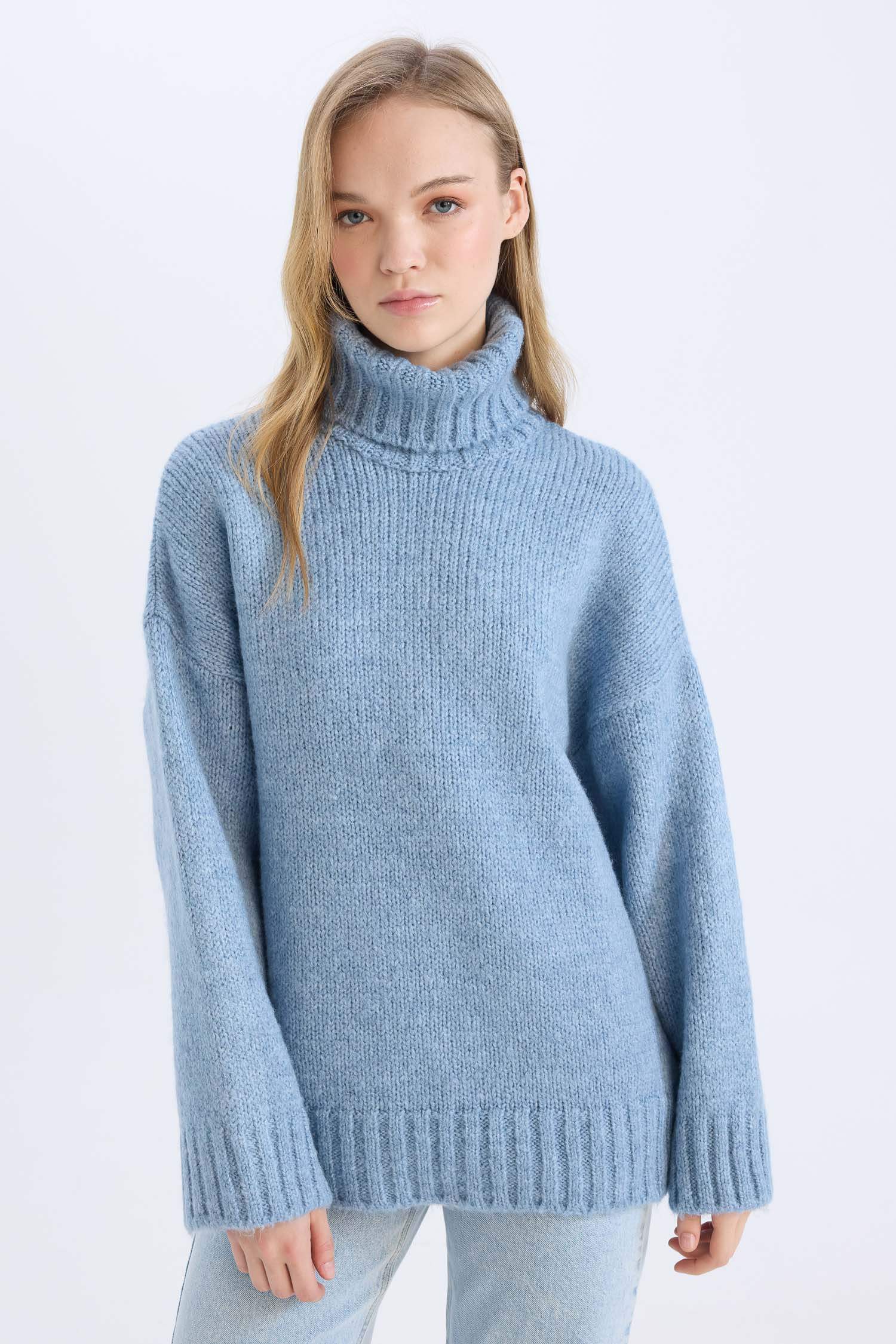 بلوز صوف تريكو طويل اوفر سايز هاينك بياخة عالية