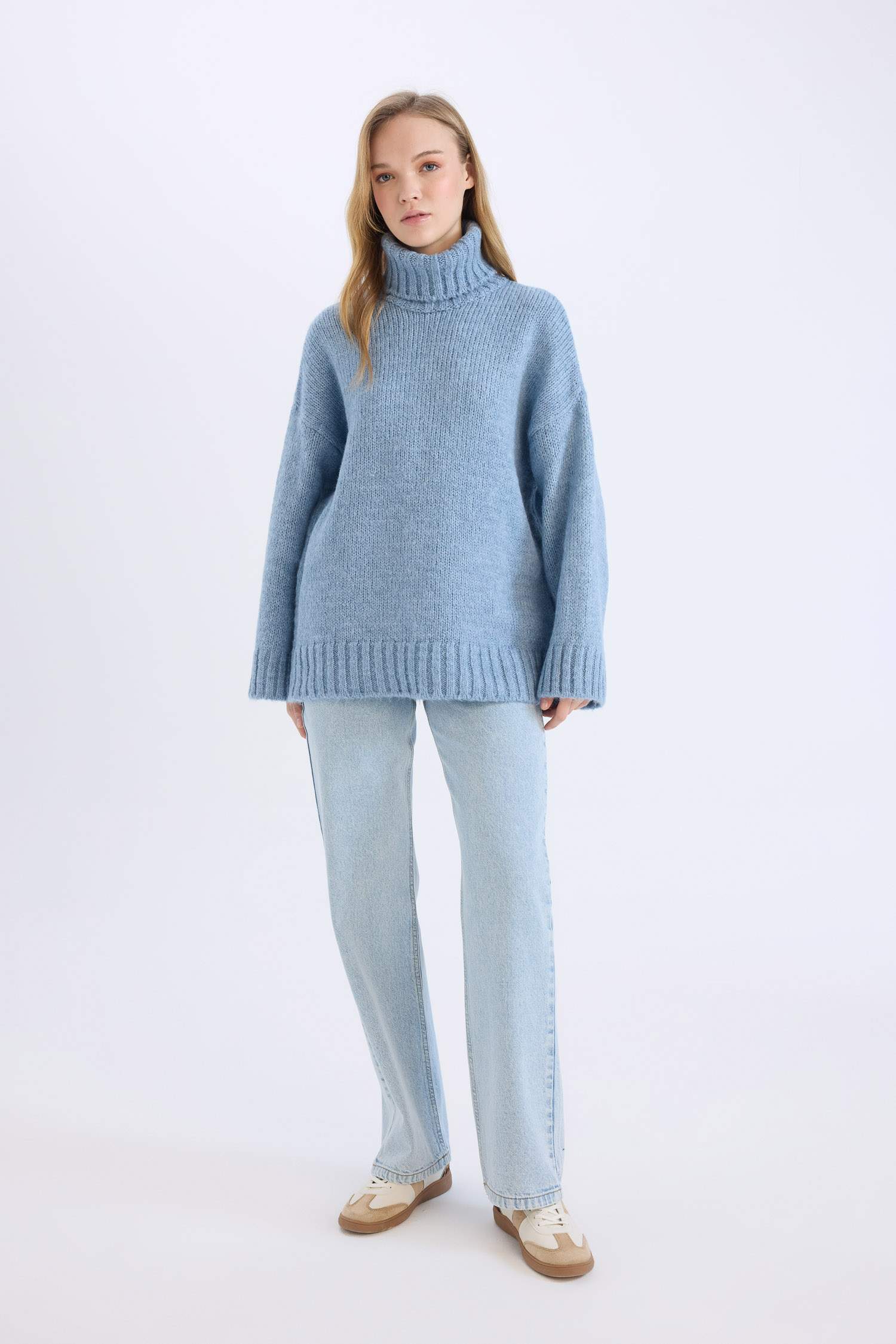 بلوز صوف تريكو طويل اوفر سايز هاينك بياخة عالية