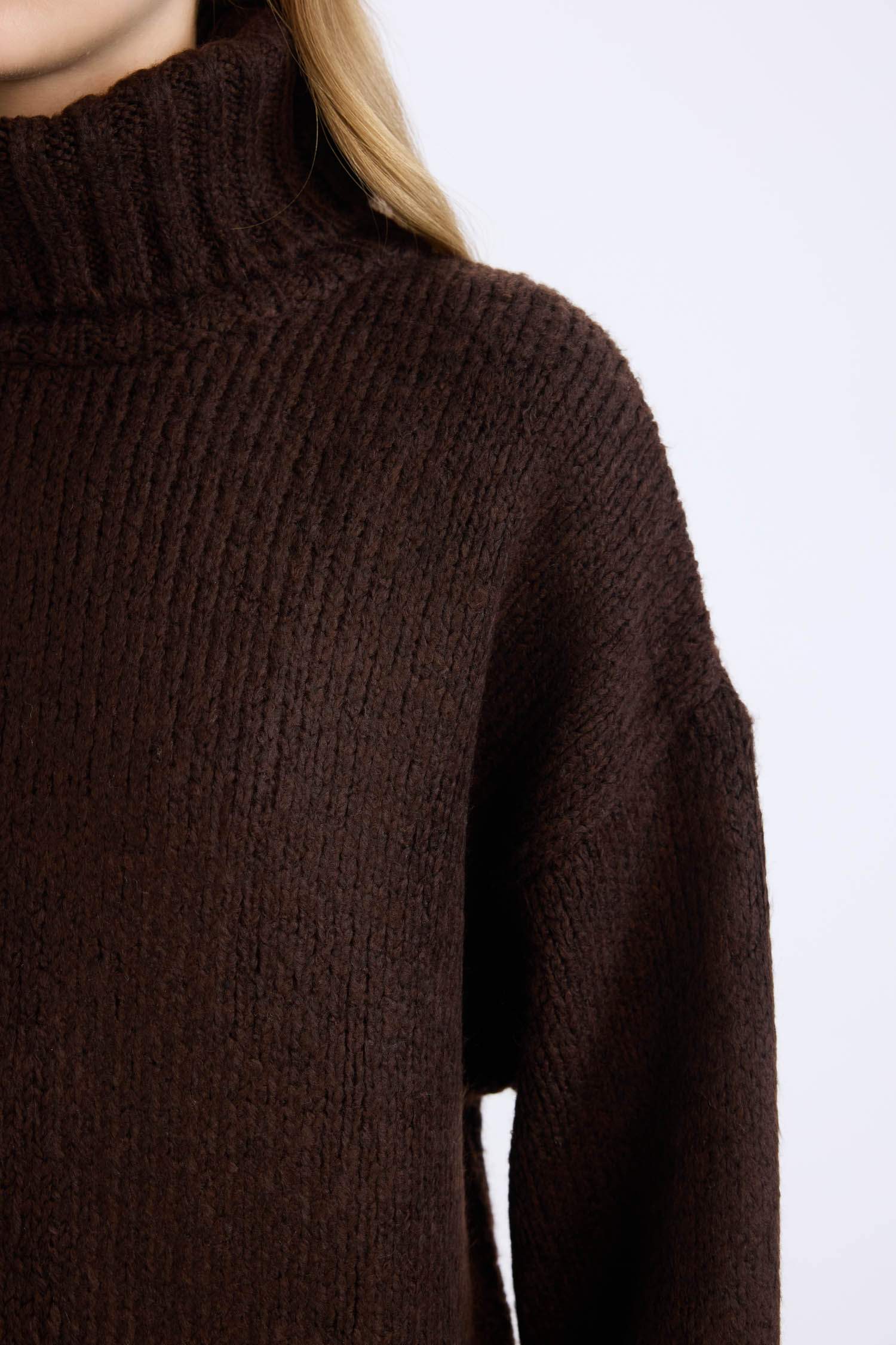 بلوز صوف تريكو طويل اوفر سايز بياخة عالية